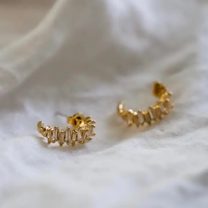 Tapered Baguette Cz Hoops