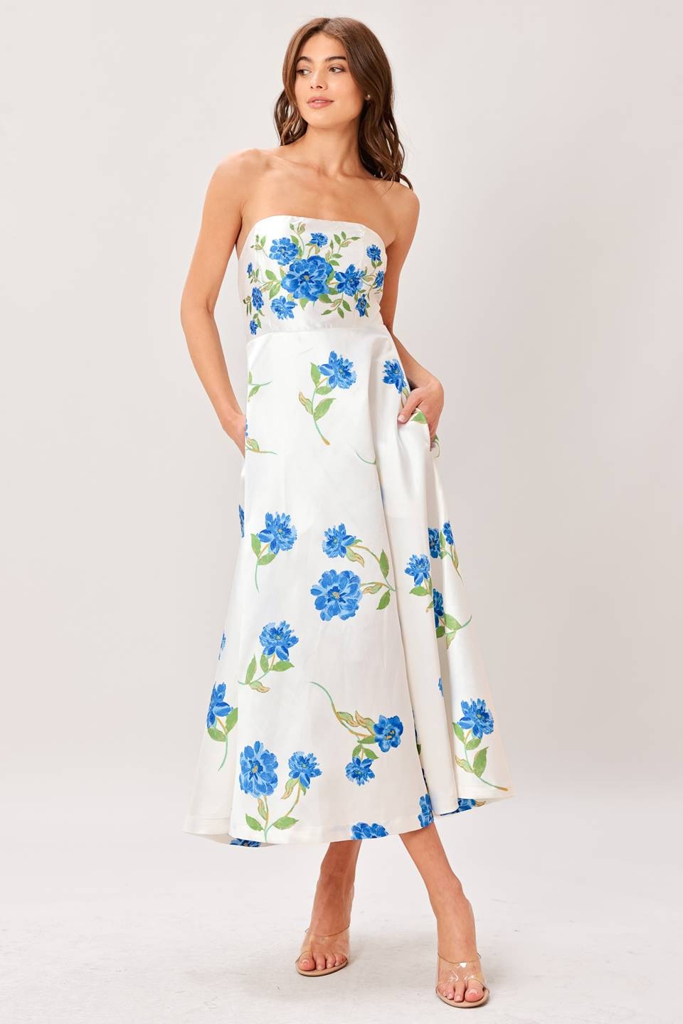 midi dresses boutique GARDEN MUSE WOVEN DRESS l FLYING TOMATO OFF White BLUE / S The BEST linen dresses belted midi dress butterfly sleeves Size:5-6 YEARS