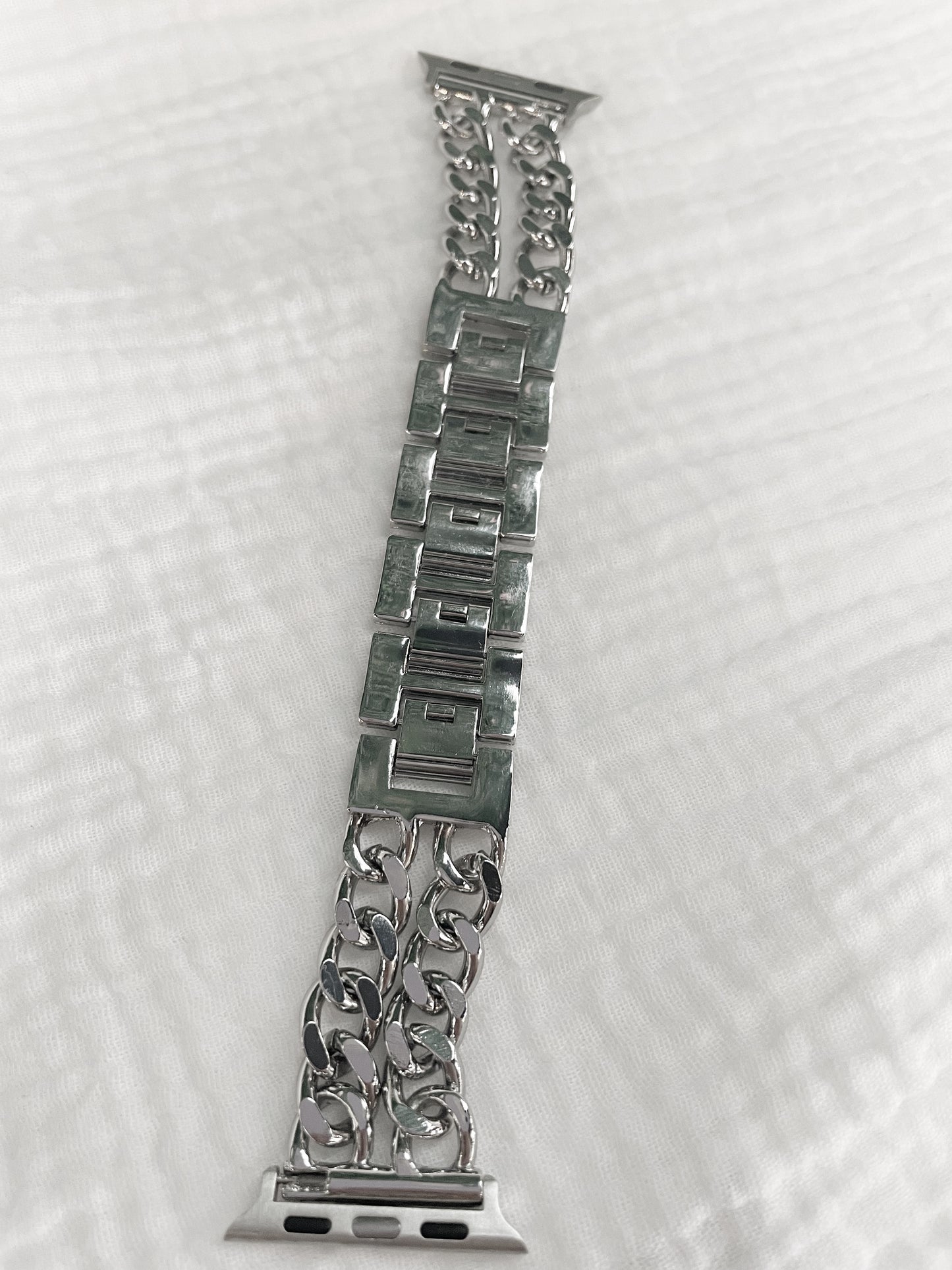 Silver chain link apple watch band