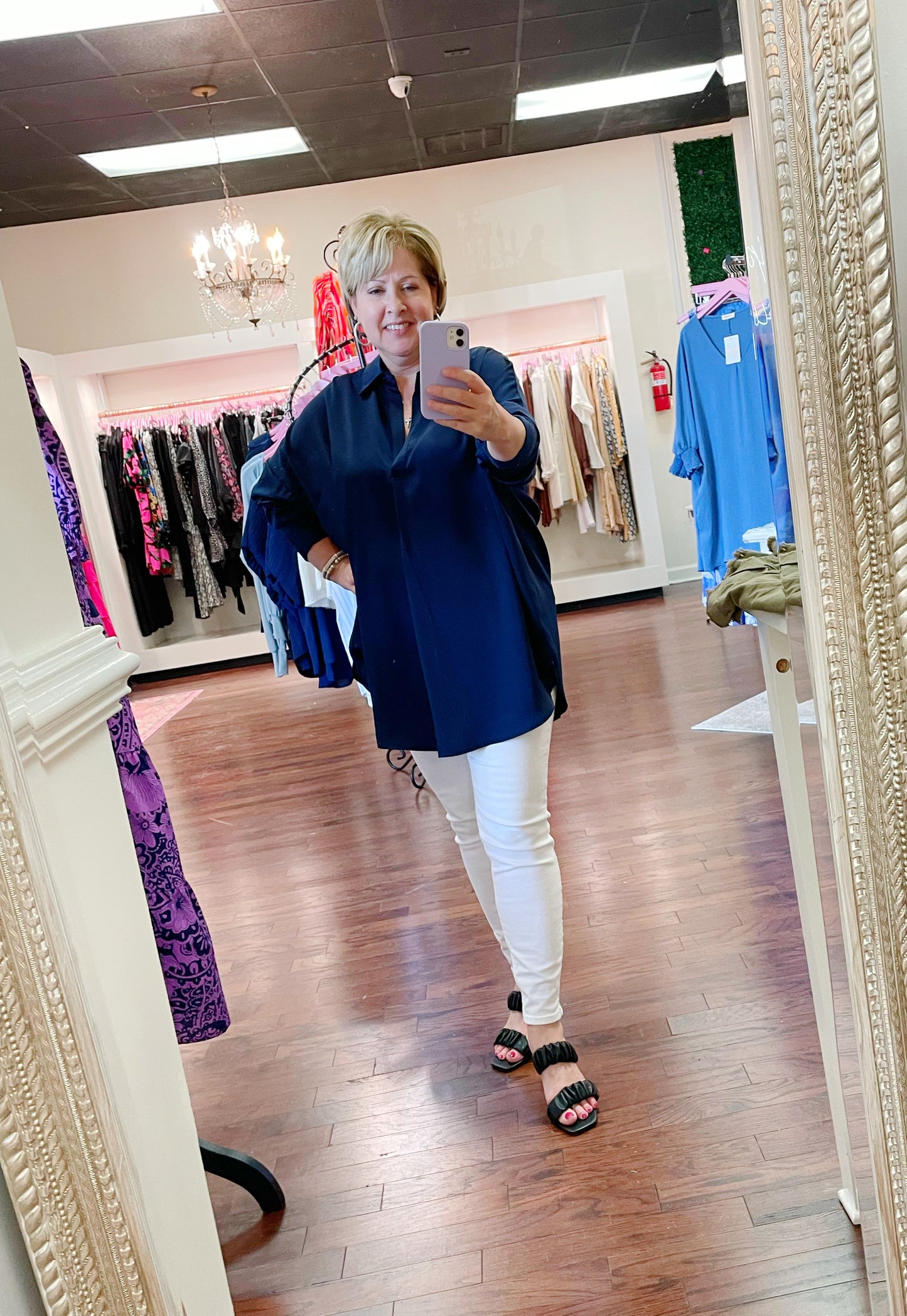 Tab Collar Blouse Top