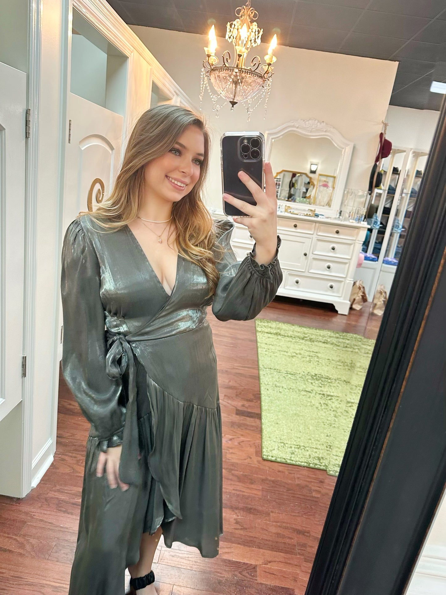 Satin Long Sleeve Maxi Dress