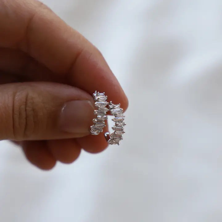 Tapered Baguette Cz Hoops