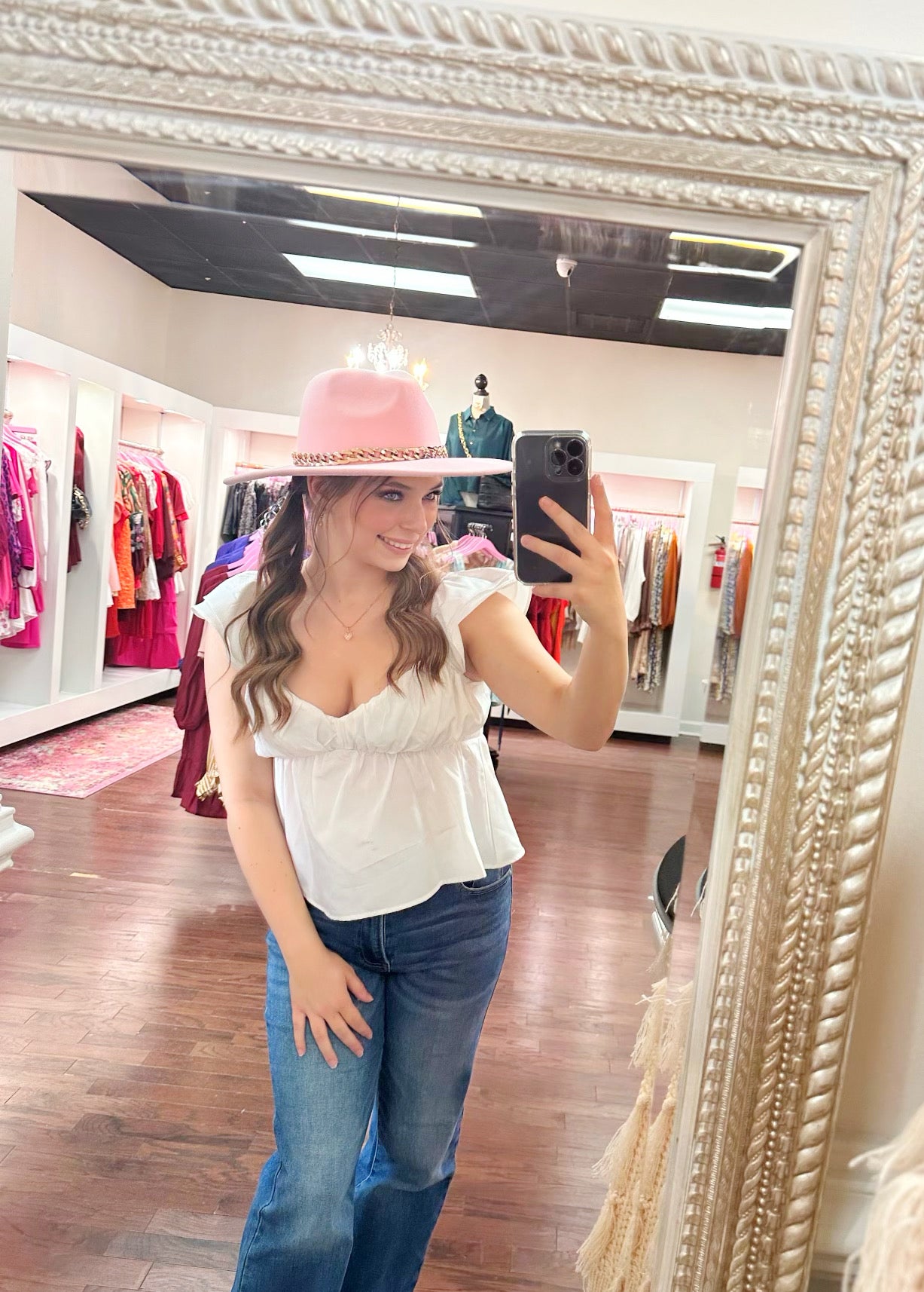 Vintage Plain Fedora Hat w/ Gold Chain