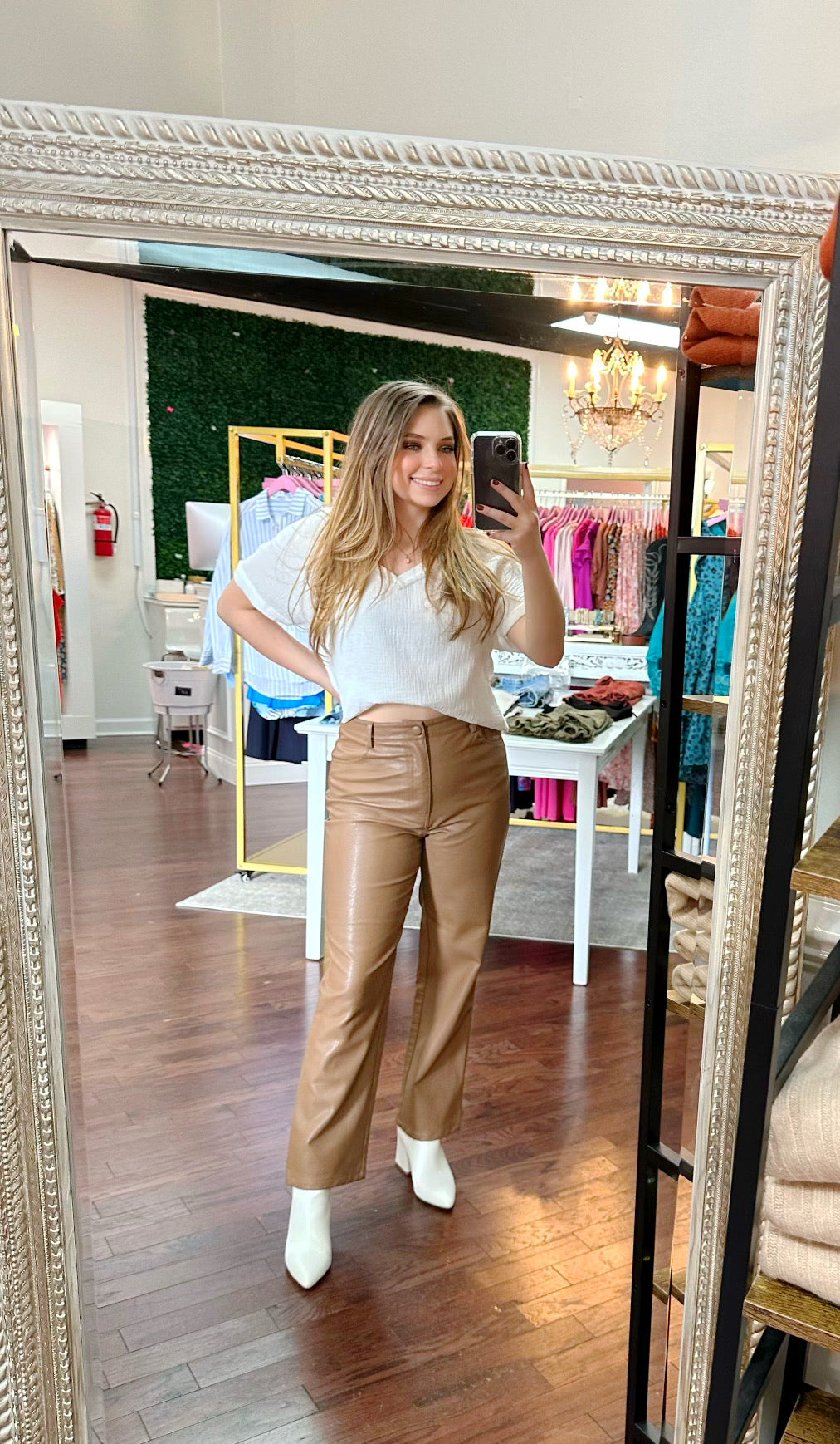 Faux Leather Straight Leg Pants