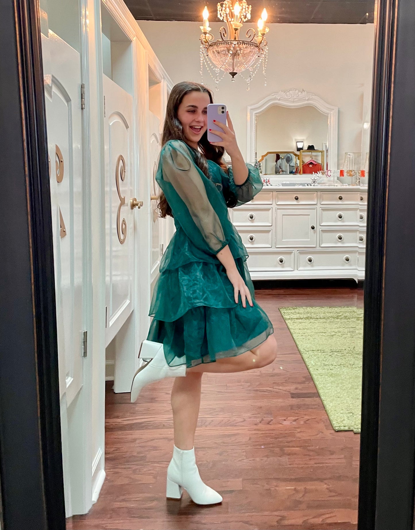 Ozzie Square Neck Organza Dress