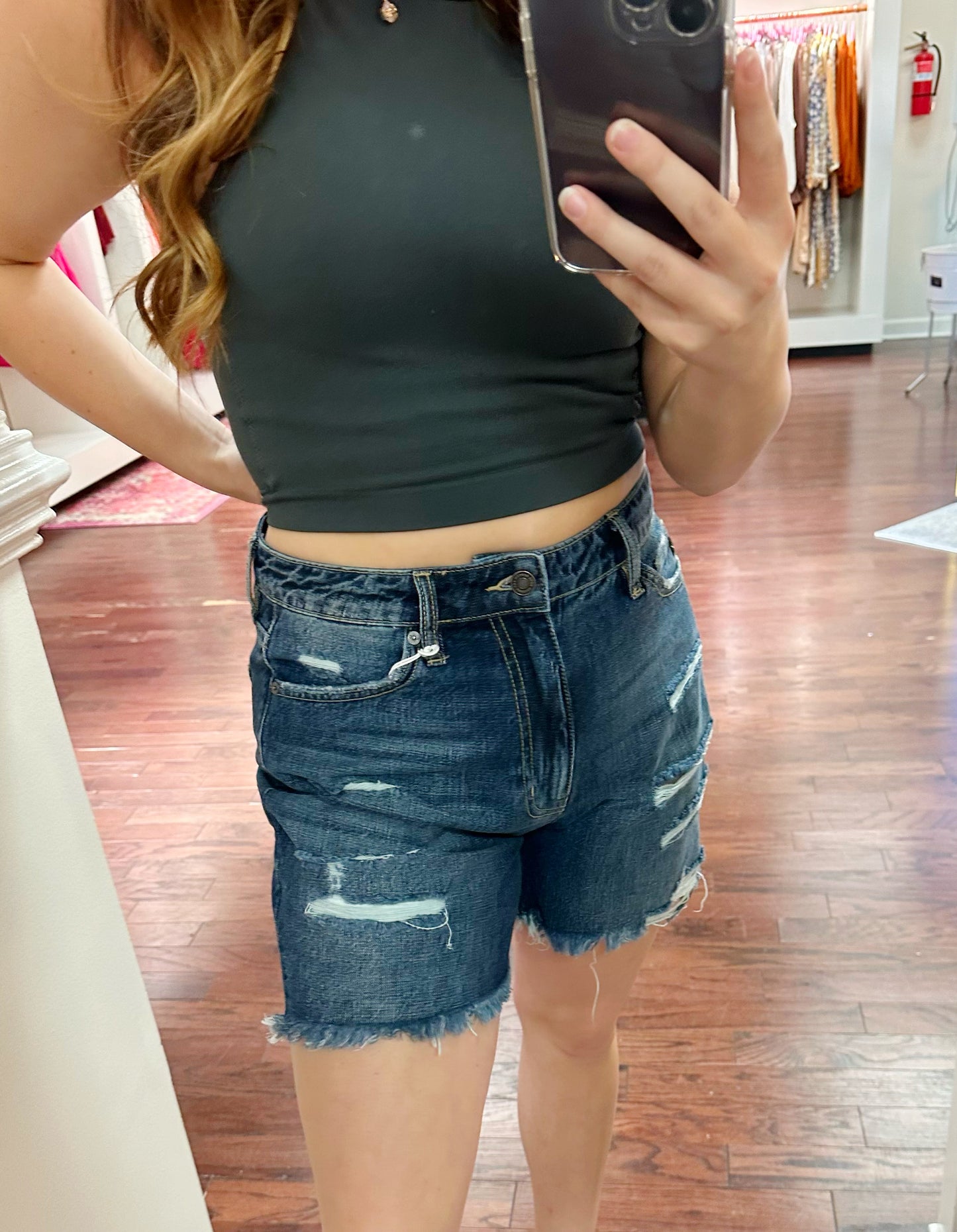 High Rise Girlfriend Shorts - KC8591ND