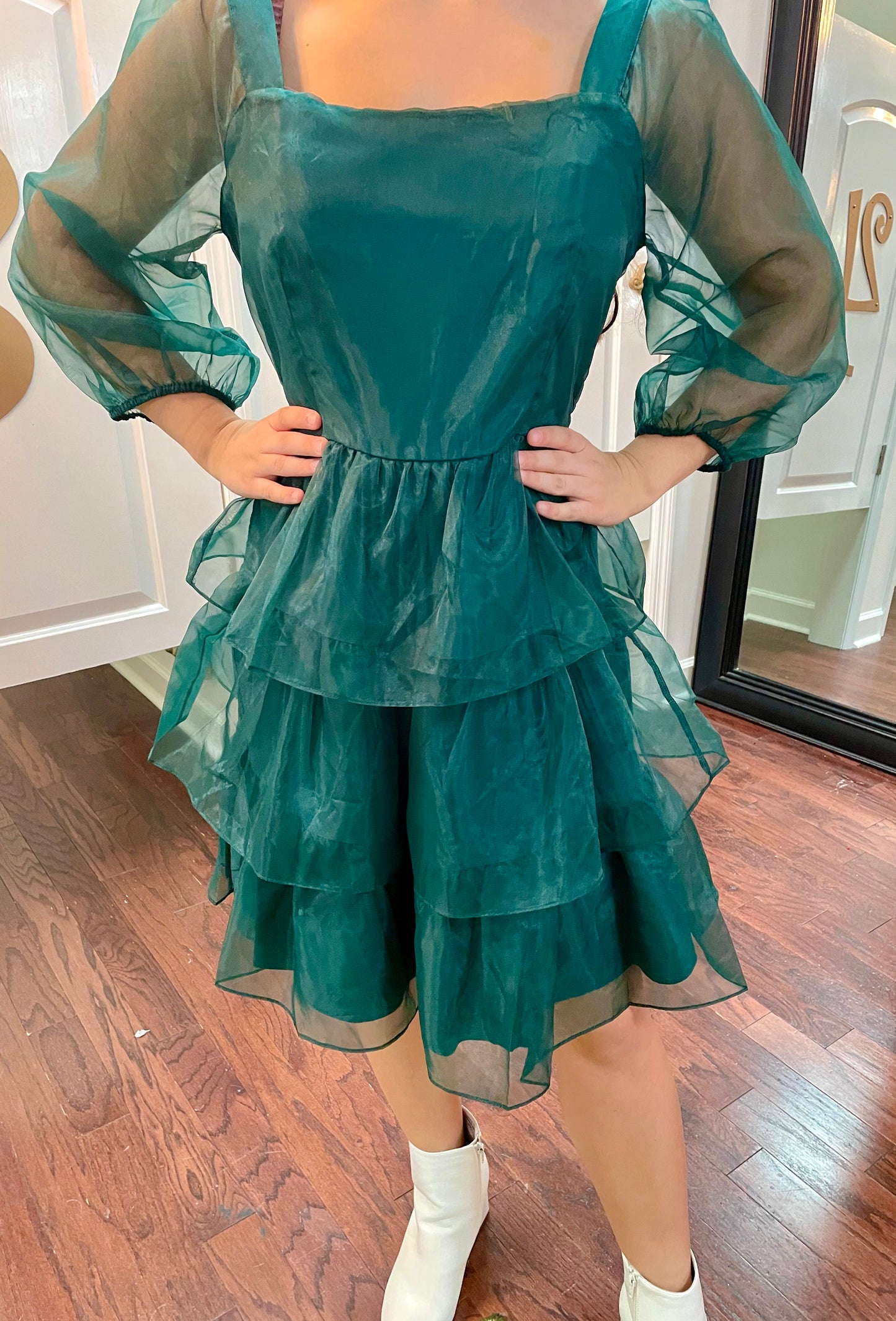 Ozzie Square Neck Organza Dress