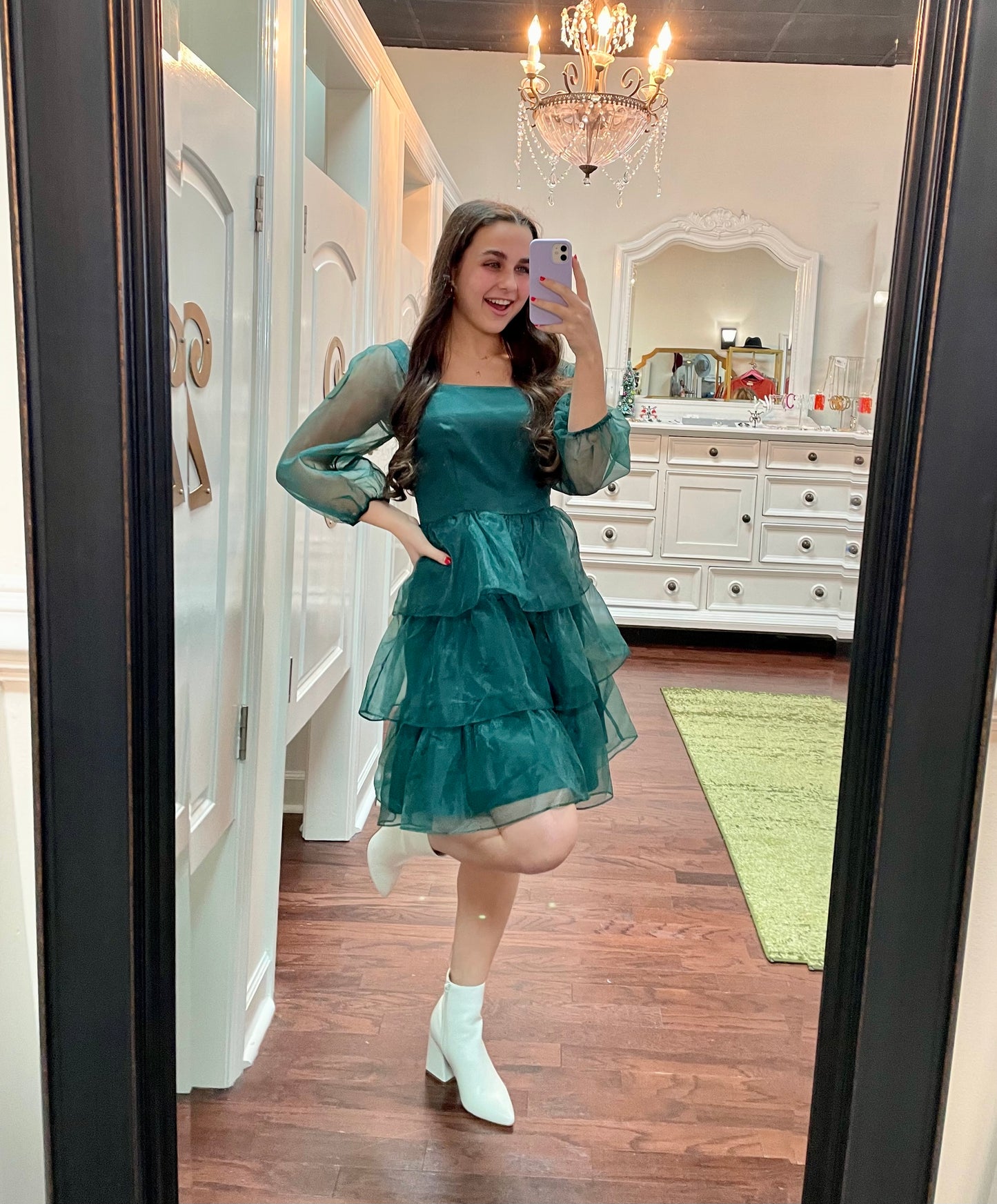 Ozzie Square Neck Organza Dress