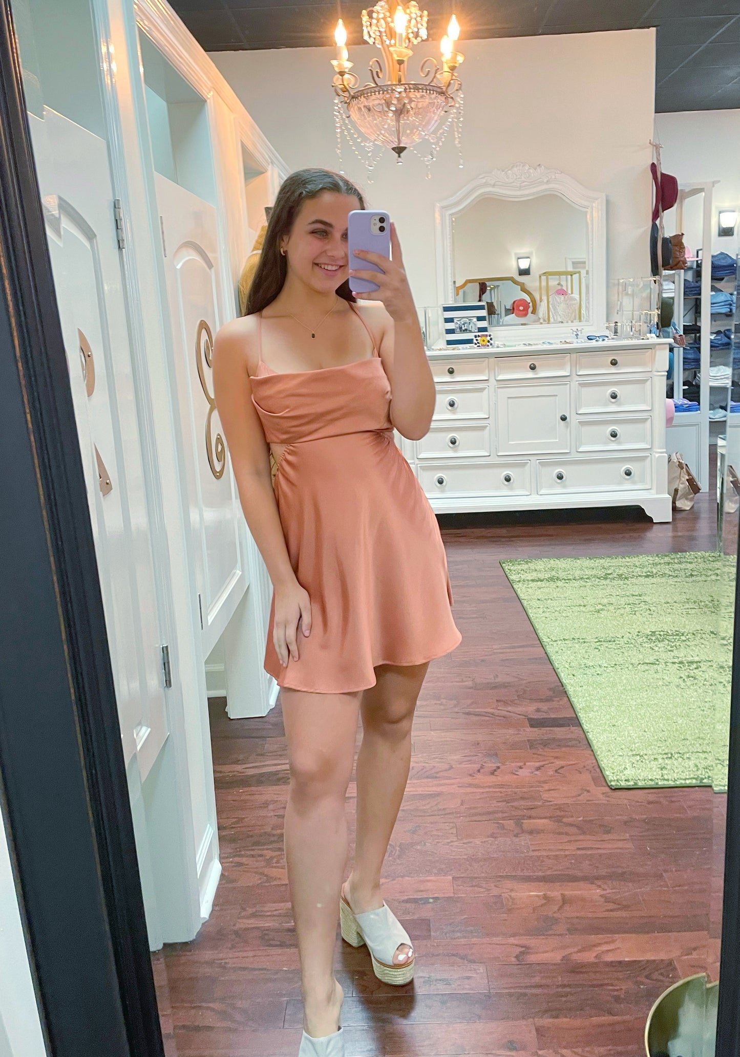 Front Cowl Neck Mini Dress