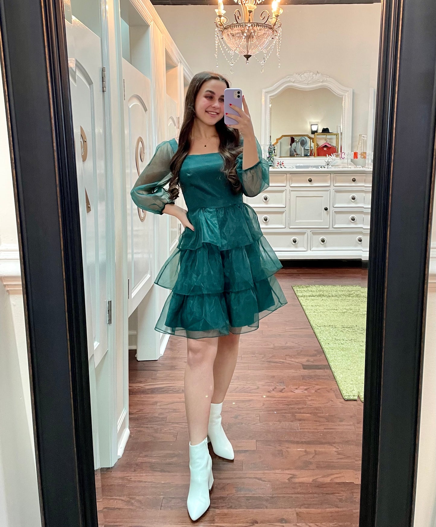 Ozzie Square Neck Organza Dress