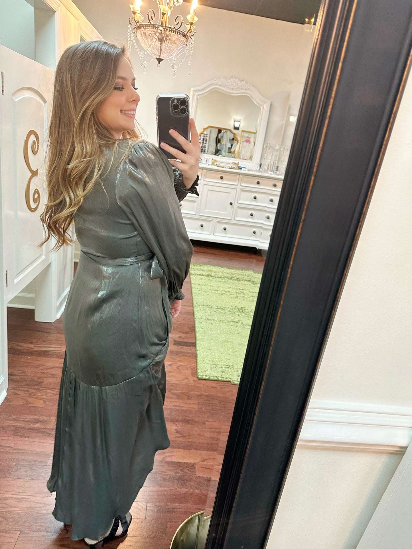 Satin Long Sleeve Maxi Dress