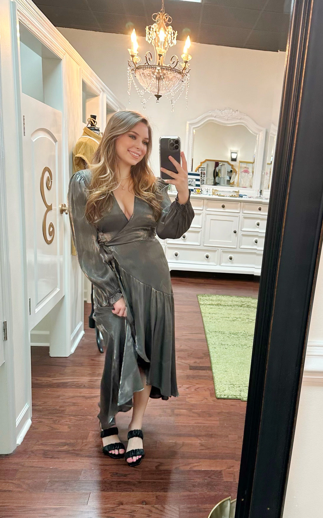 Satin Long Sleeve Maxi Dress