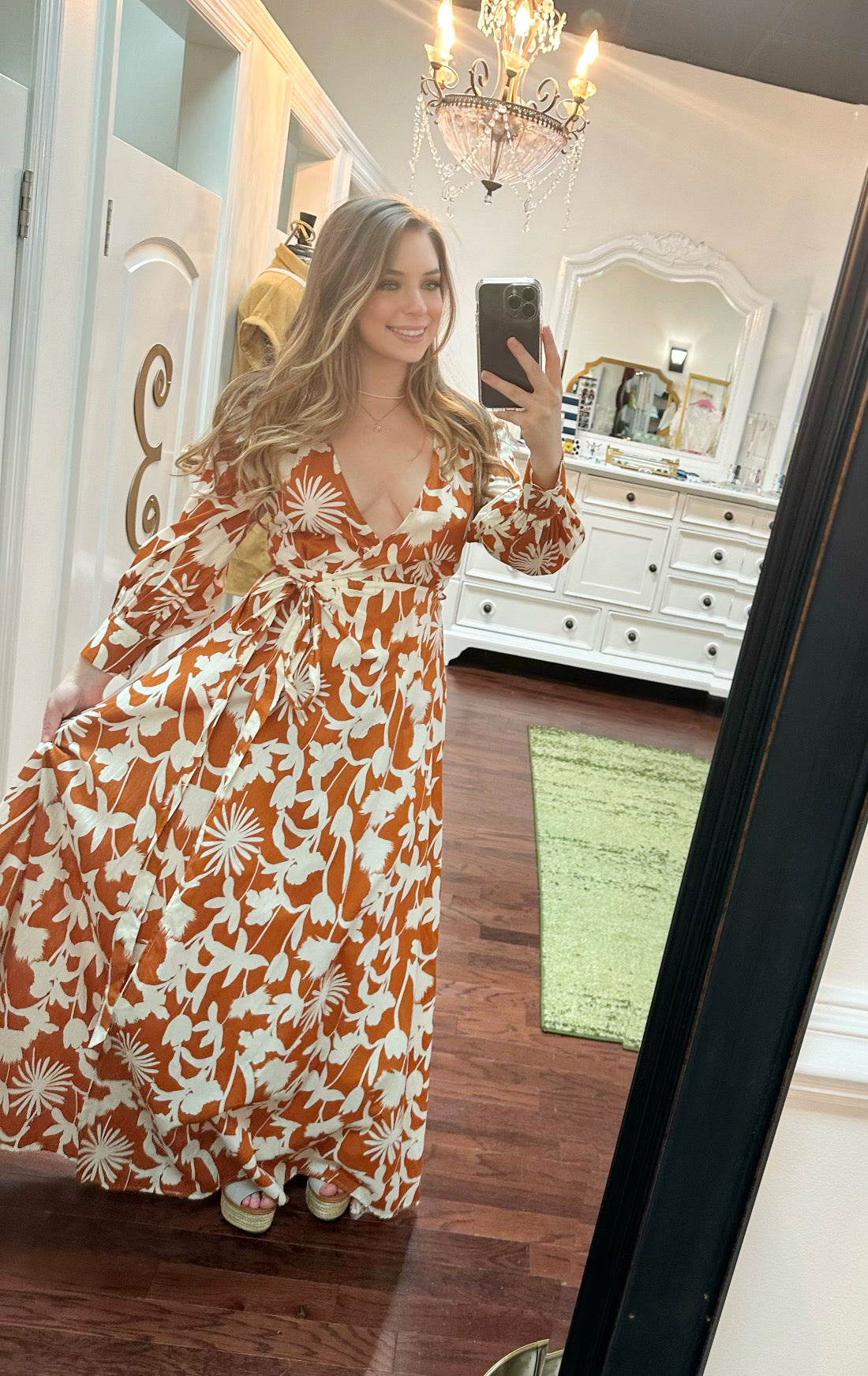 Long Sleeve Wrap Maxi Dress