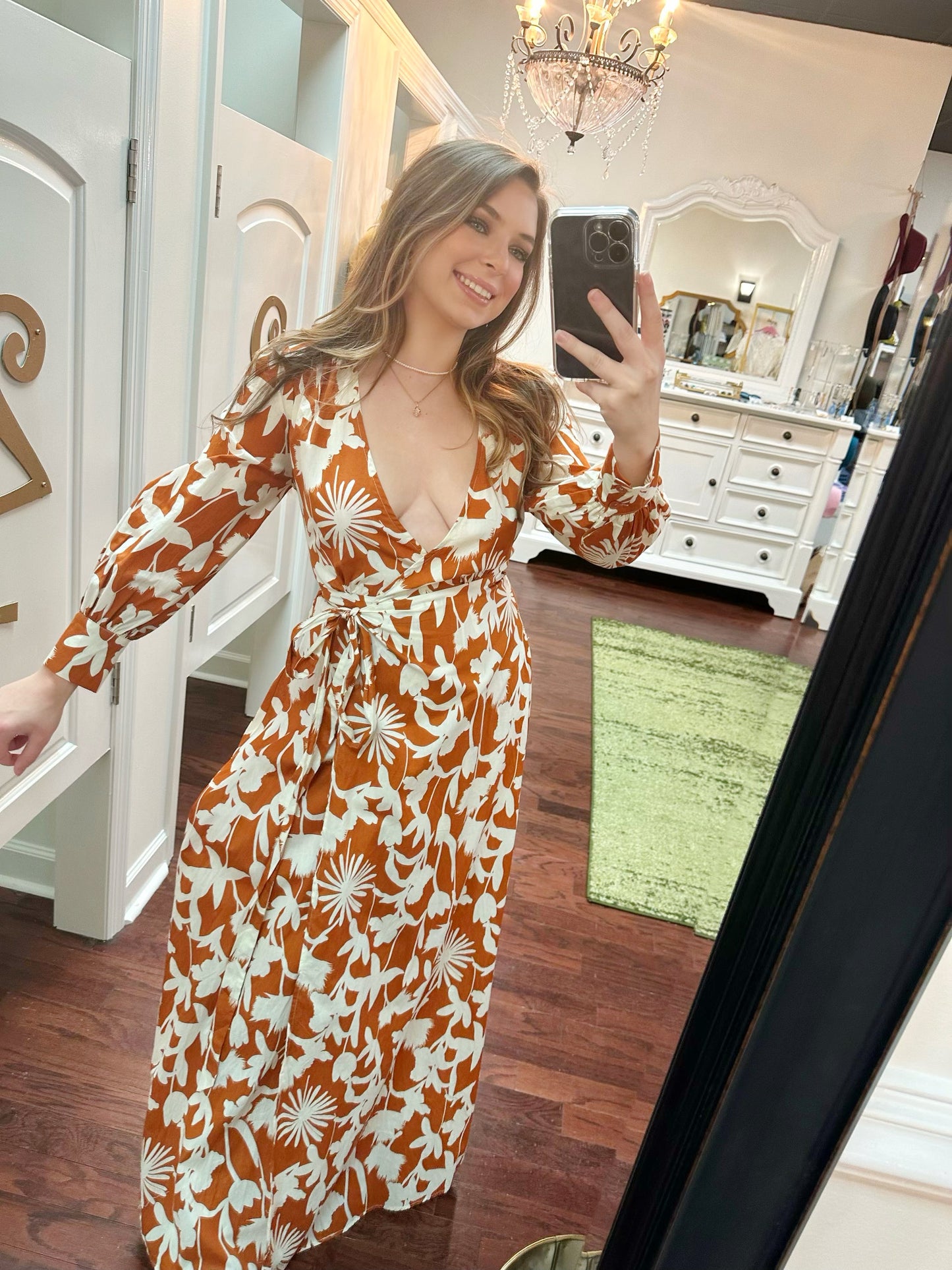 Long Sleeve Wrap Maxi Dress