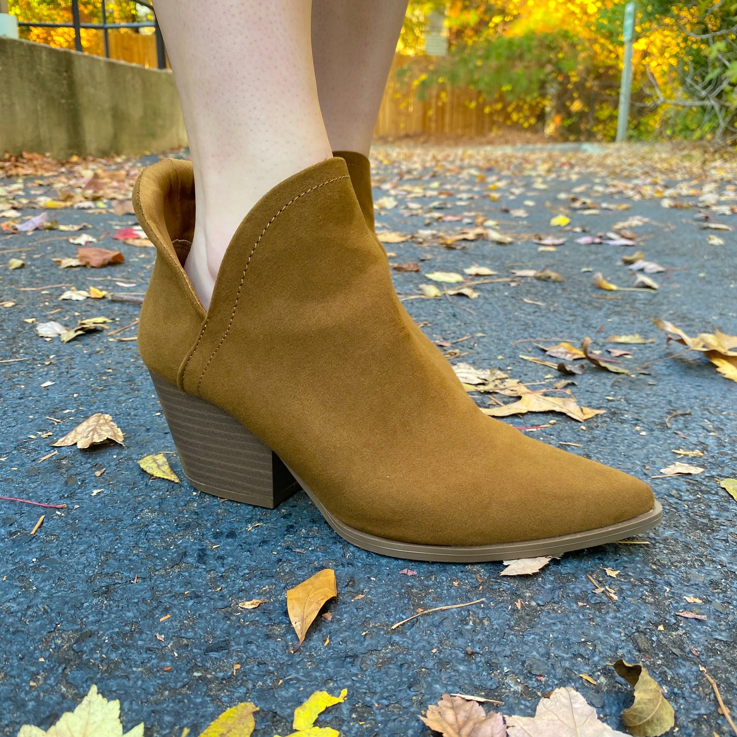 Suede Block Heel Bootie