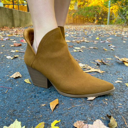 Suede Block Heel Bootie