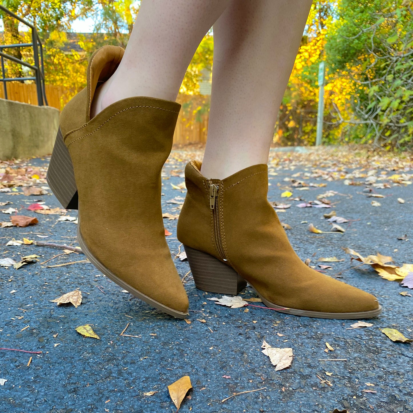 Suede Block Heel Bootie