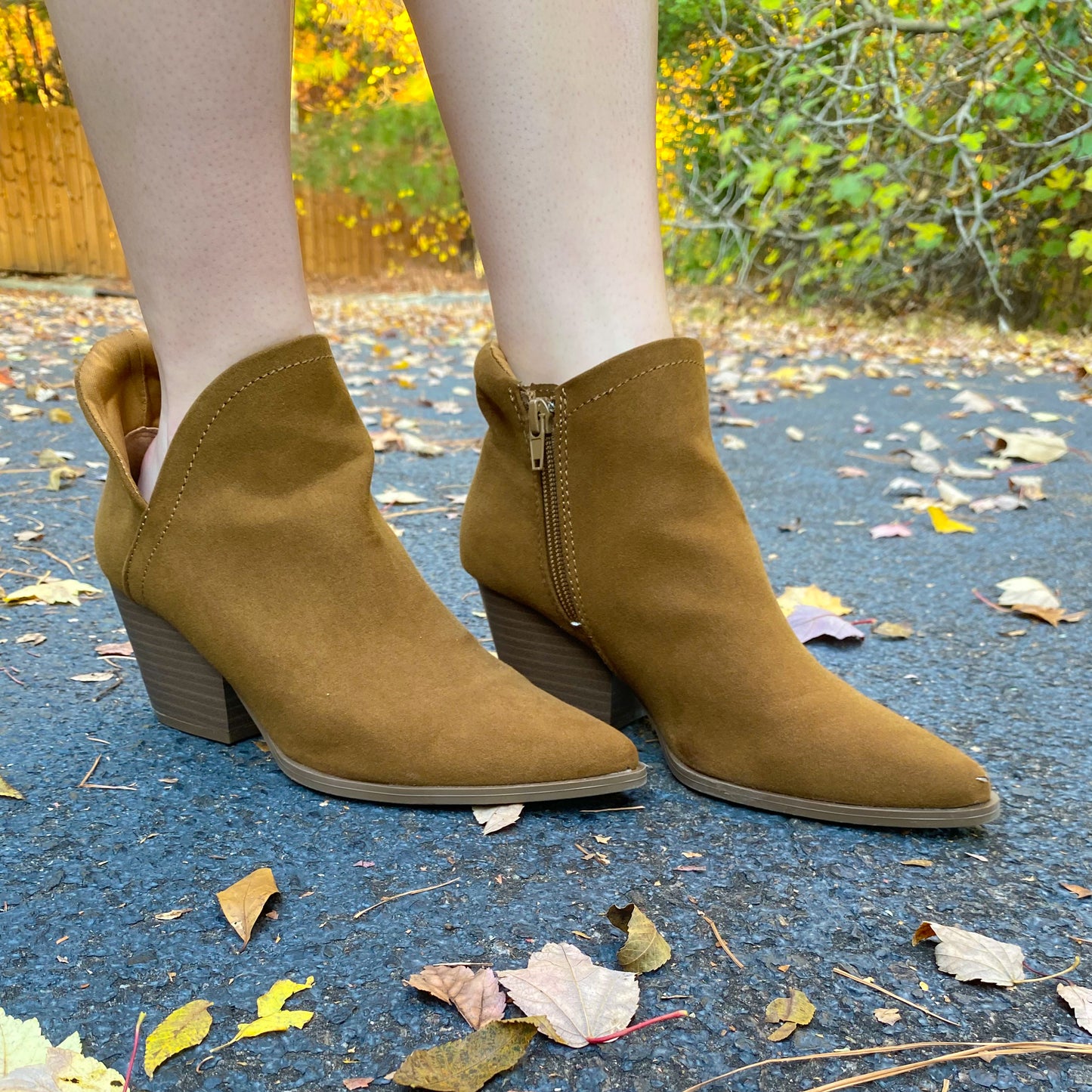 Suede Block Heel Bootie