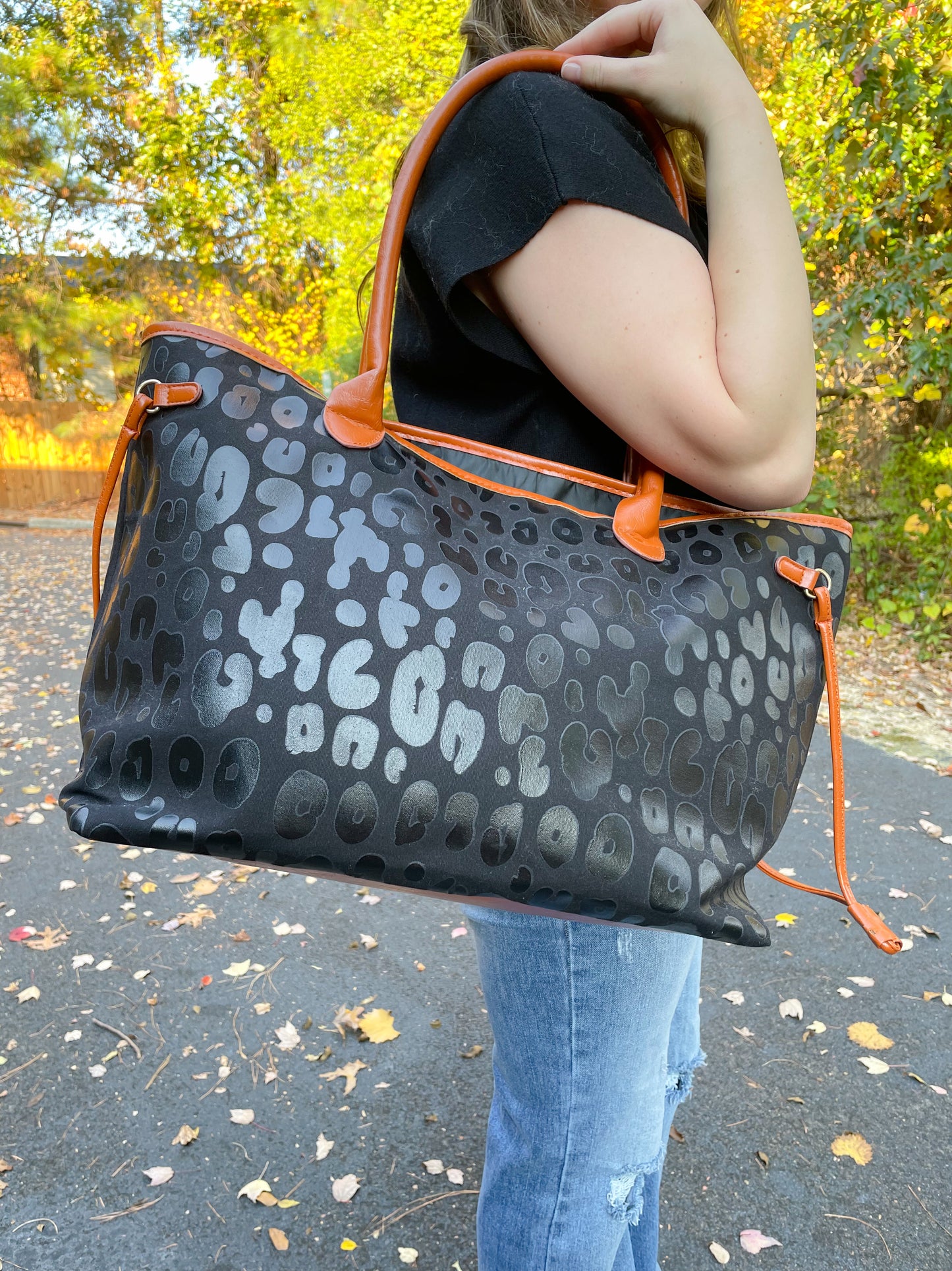 Black Leopard Weekender Bag
