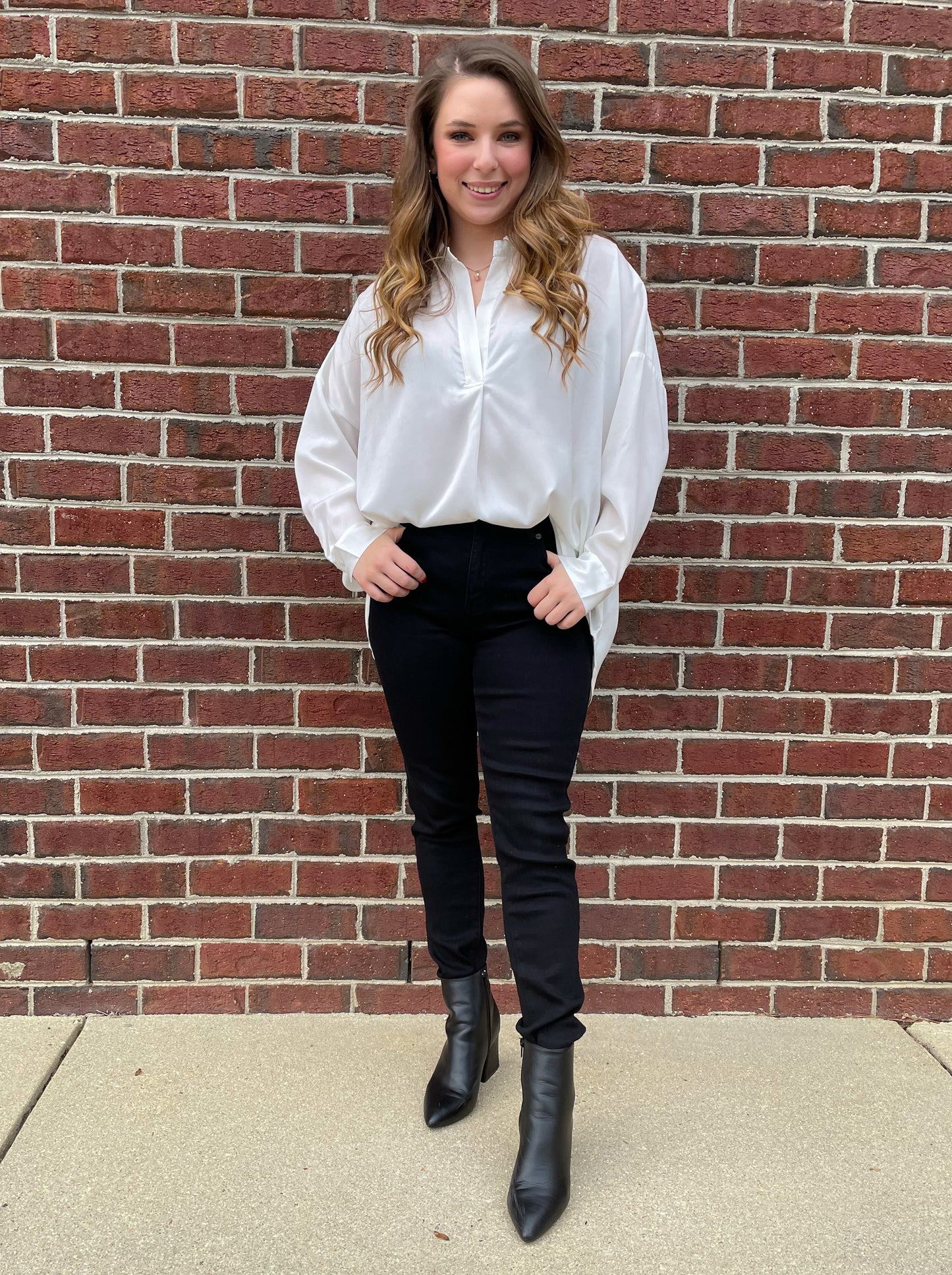 Tab Collar Blouse Top