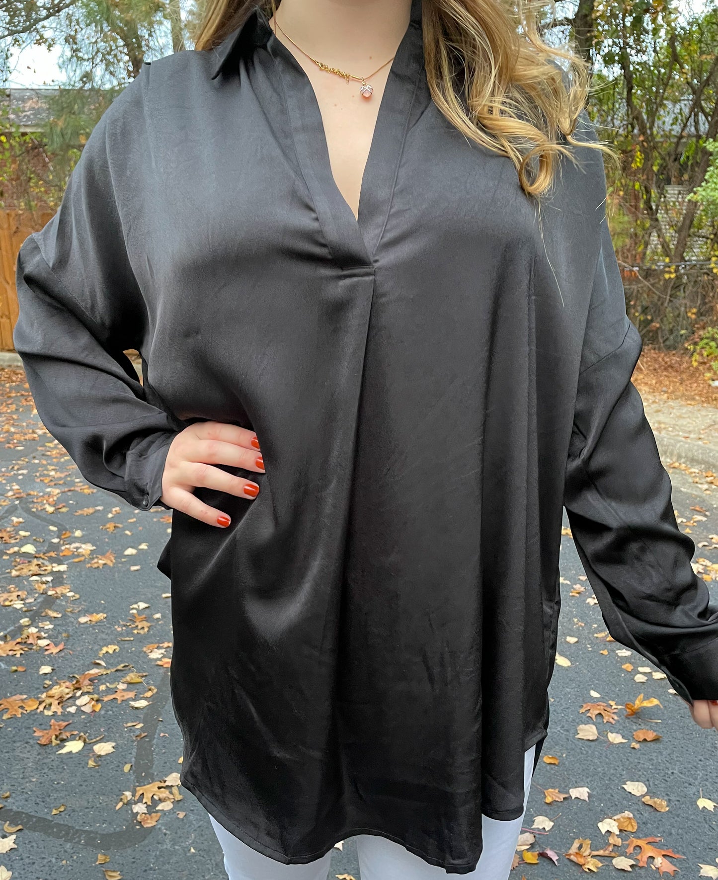 Tab Collar Blouse Top