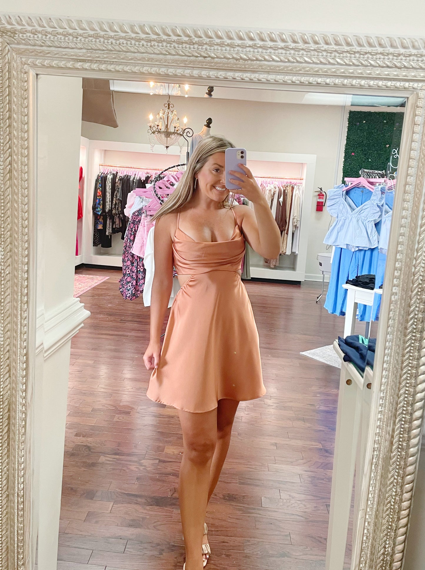 Front Cowl Neck Mini Dress