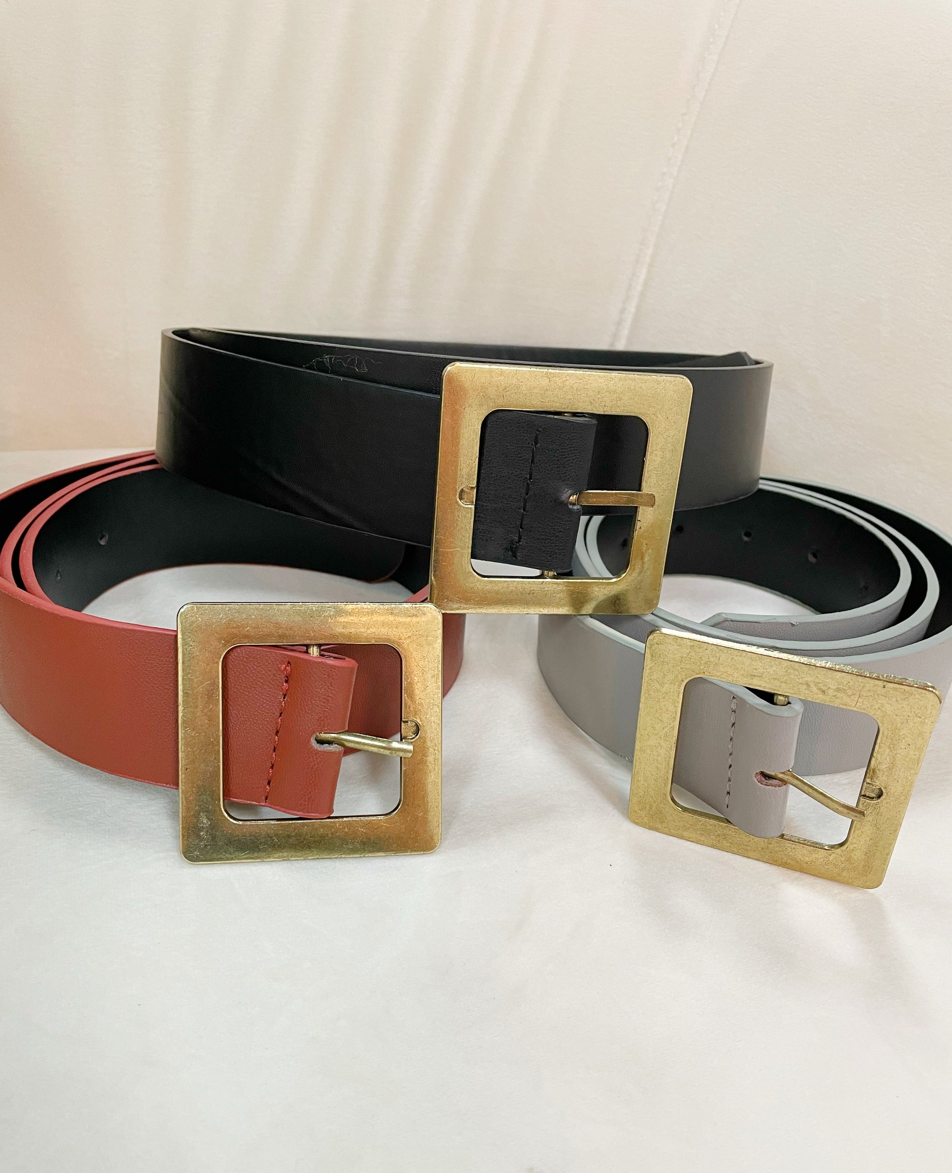 Classic Oversized Square Buckle Belt Brown Classic Oversized Square Buckle Belt Brown