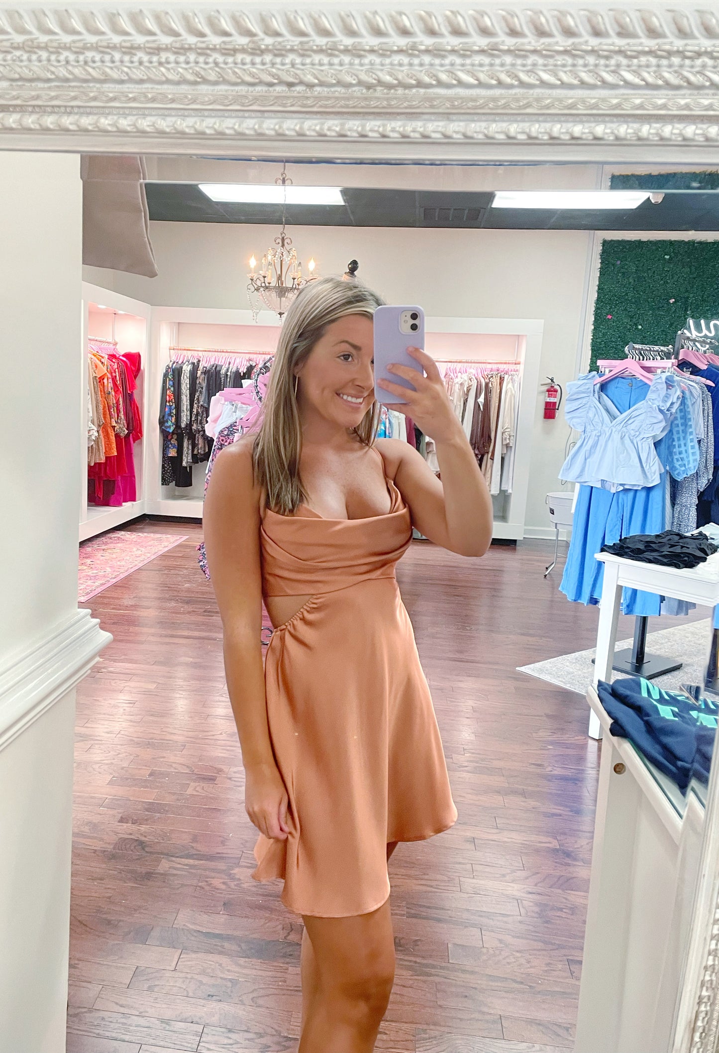 Front Cowl Neck Mini Dress