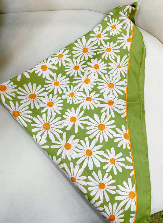 Flower Silky Feel Bandana Scarf