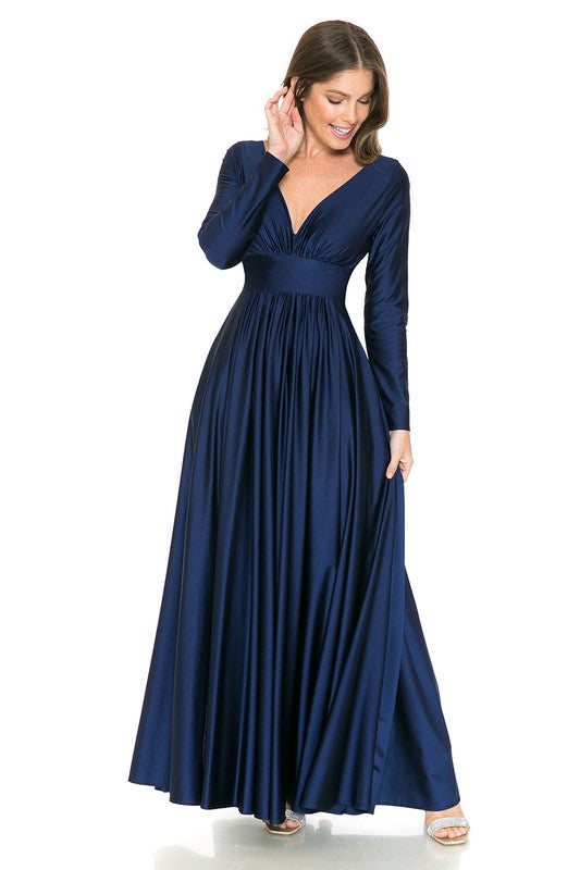 Long Sleeve A Line Formal Dress Lenovia 5231 - Black / M Long Sleeve A Line Formal Dress Lenovia 5231 - Black / M