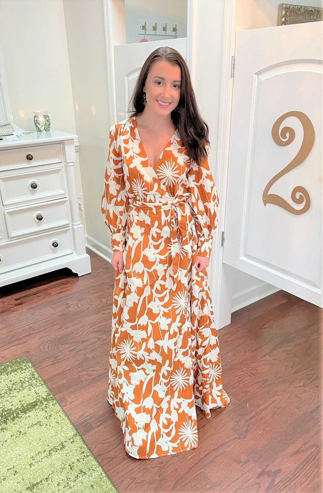 Long Sleeve Wrap Maxi Dress