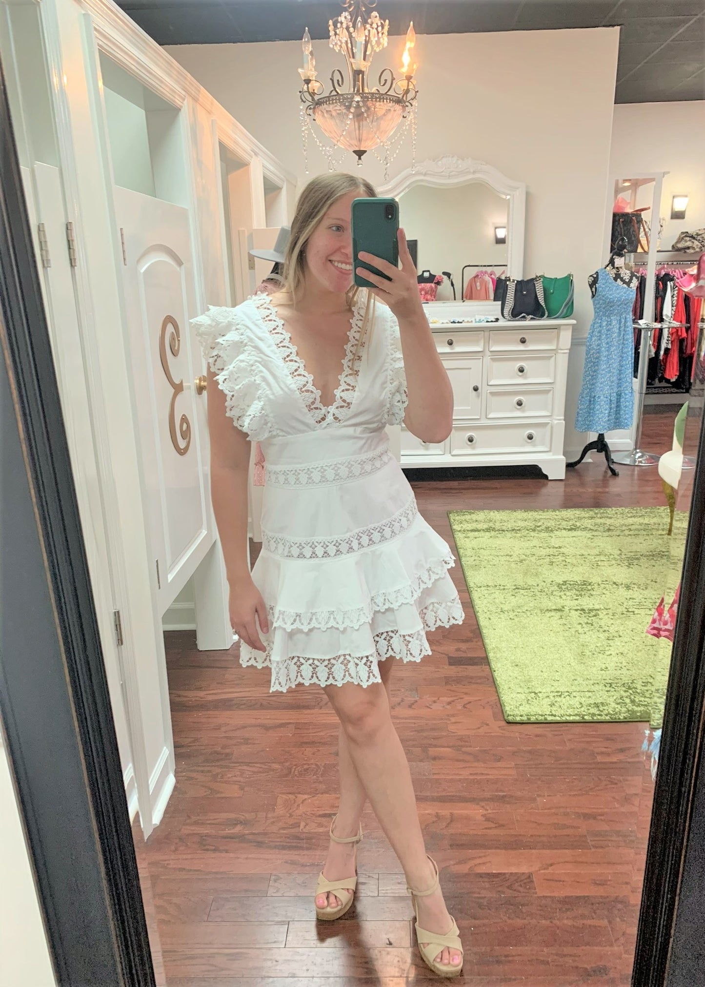 Embroidery Ruffle High Waist Mini Dress