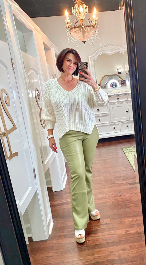 Faux Leather Bootcut Pants