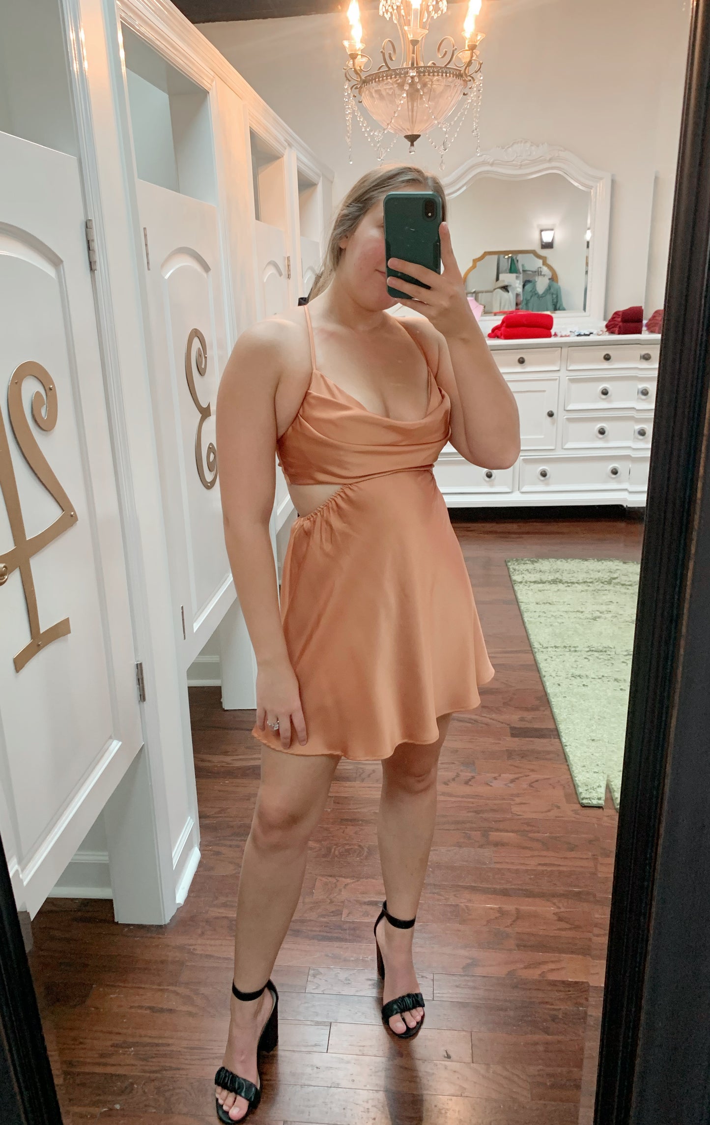 Front Cowl Neck Mini Dress