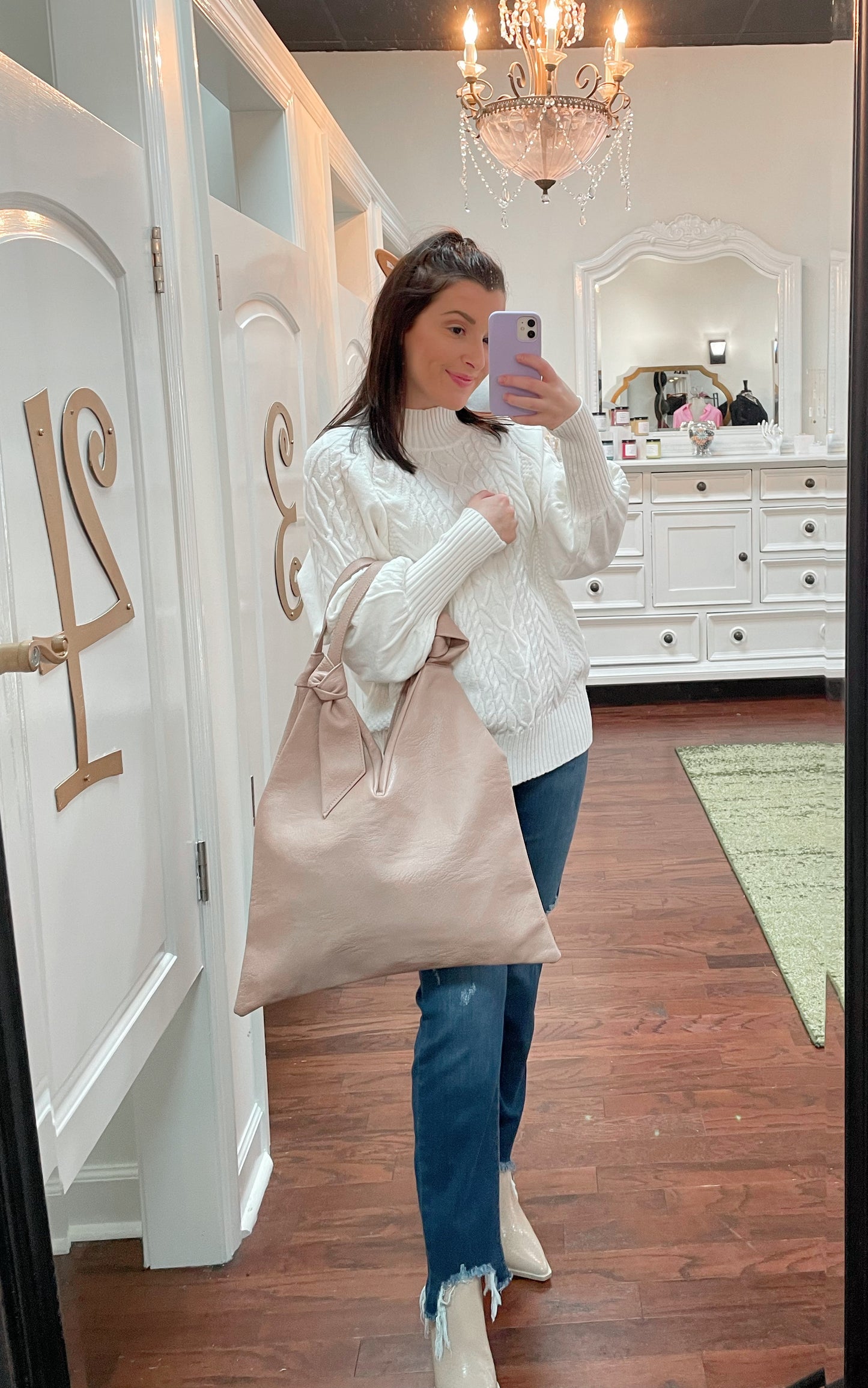 Crew Neck Solid Knit Sweater