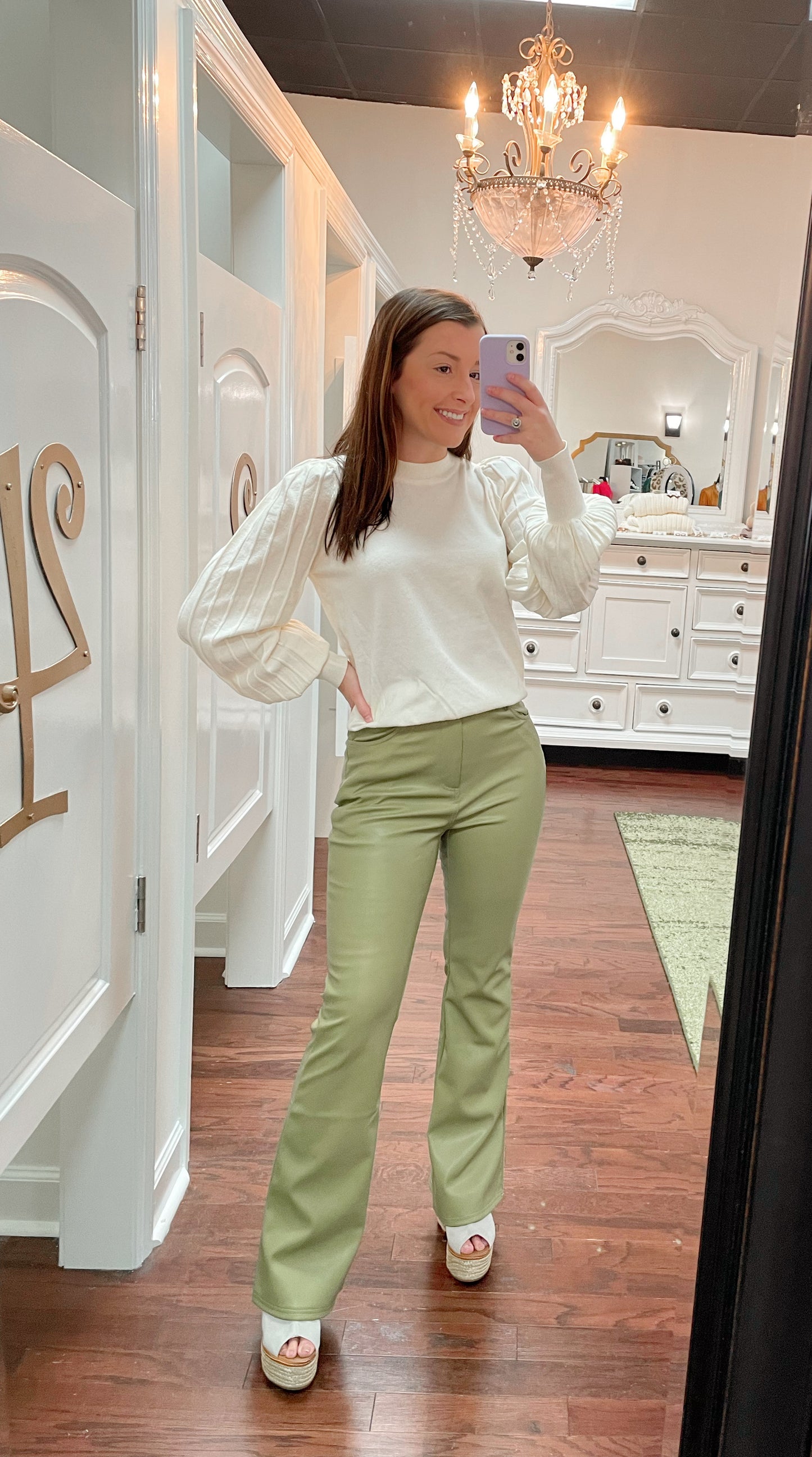 Faux Leather Bootcut Pants