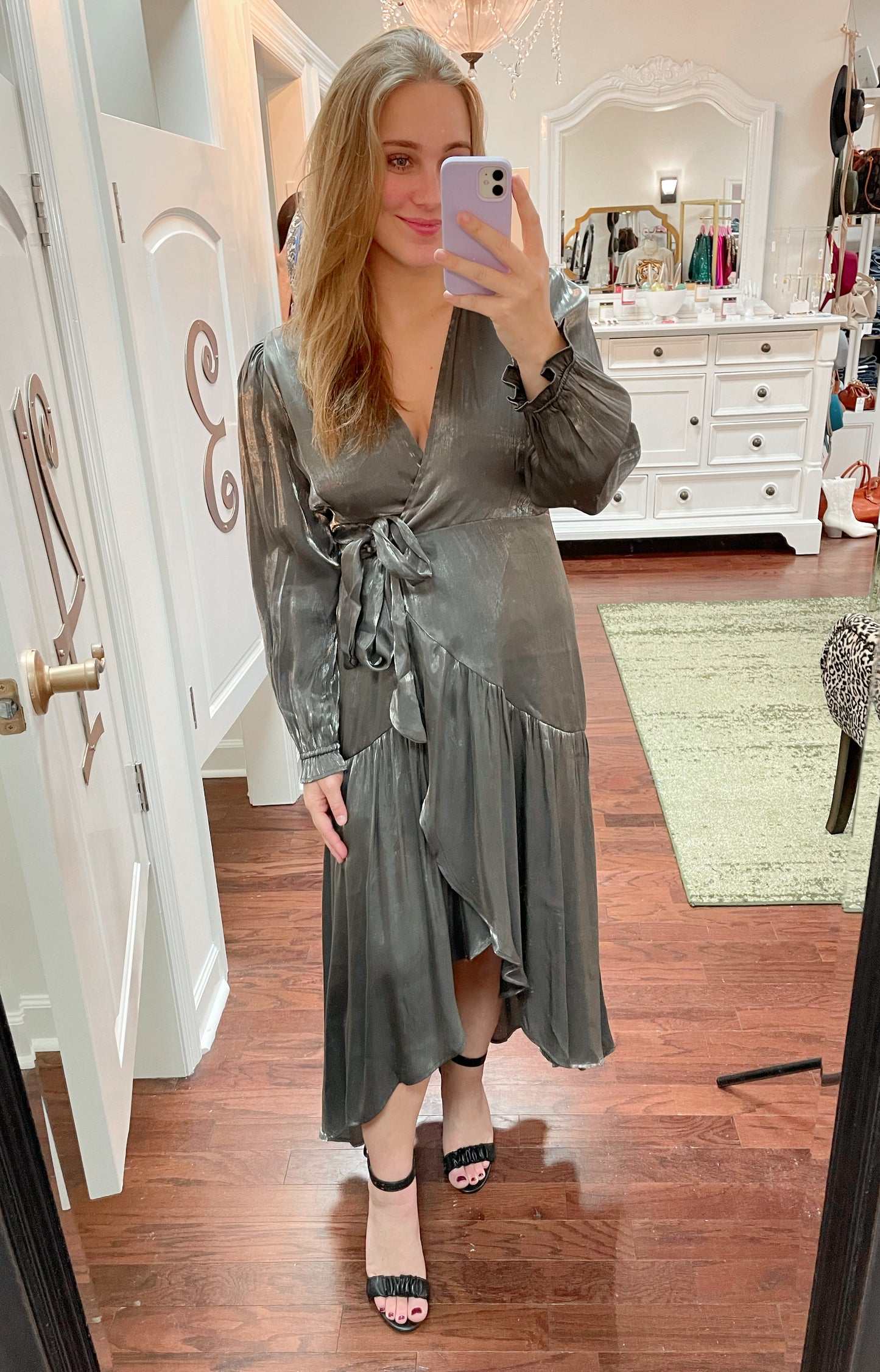 Satin Long Sleeve Maxi Dress