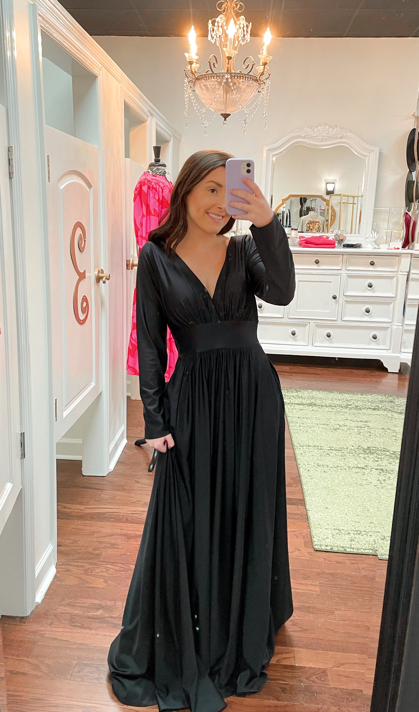 Long Sleeve A Line Formal Dress Lenovia 5231 - Black / M Long Sleeve A Line Formal Dress Lenovia 5231 - Black / M