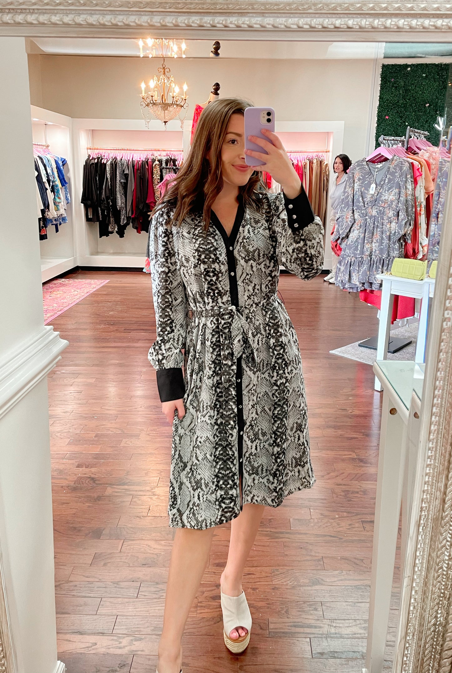 Celeste Snake Skin Button Front Dress