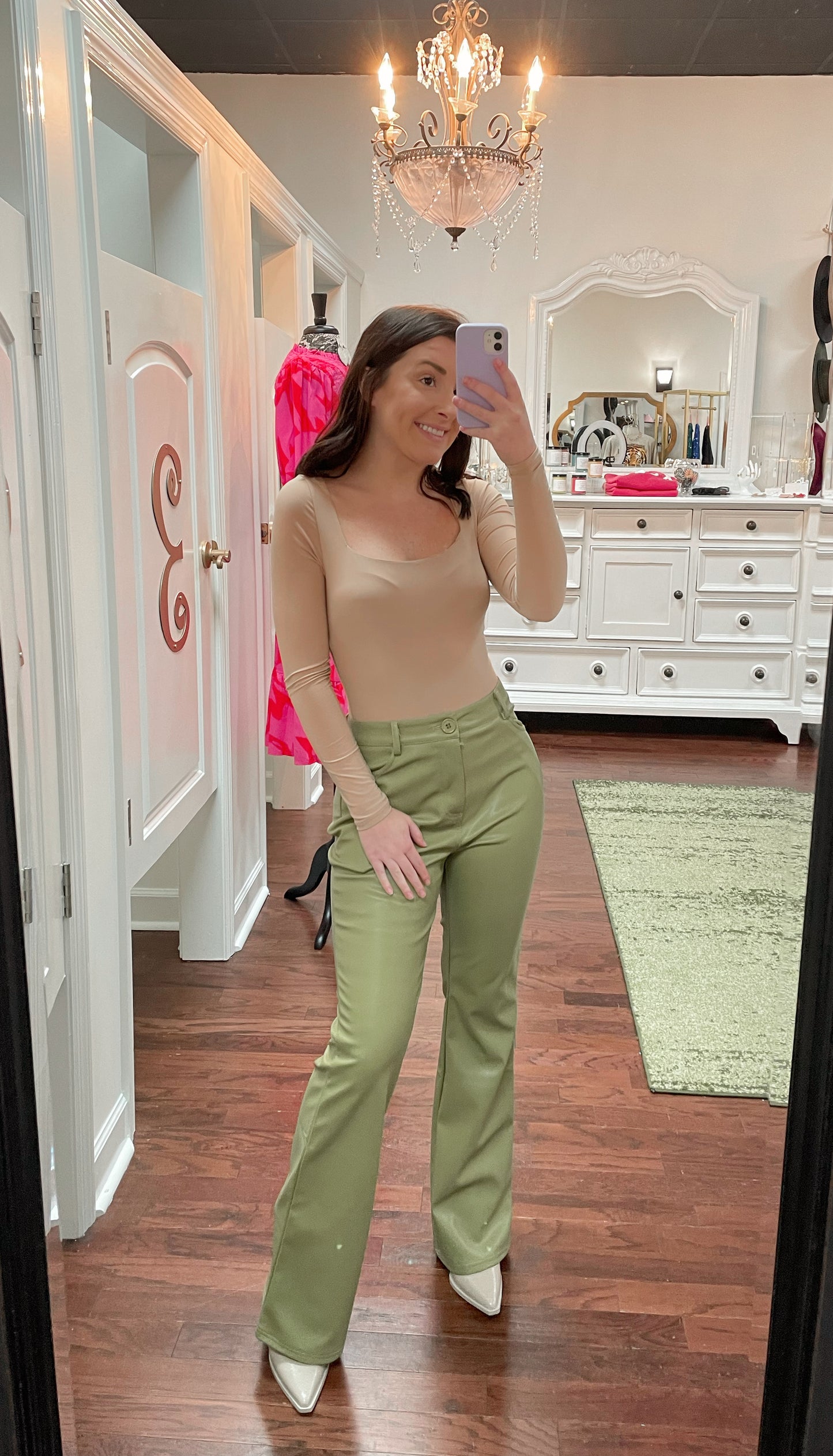 Faux Leather Bootcut Pants