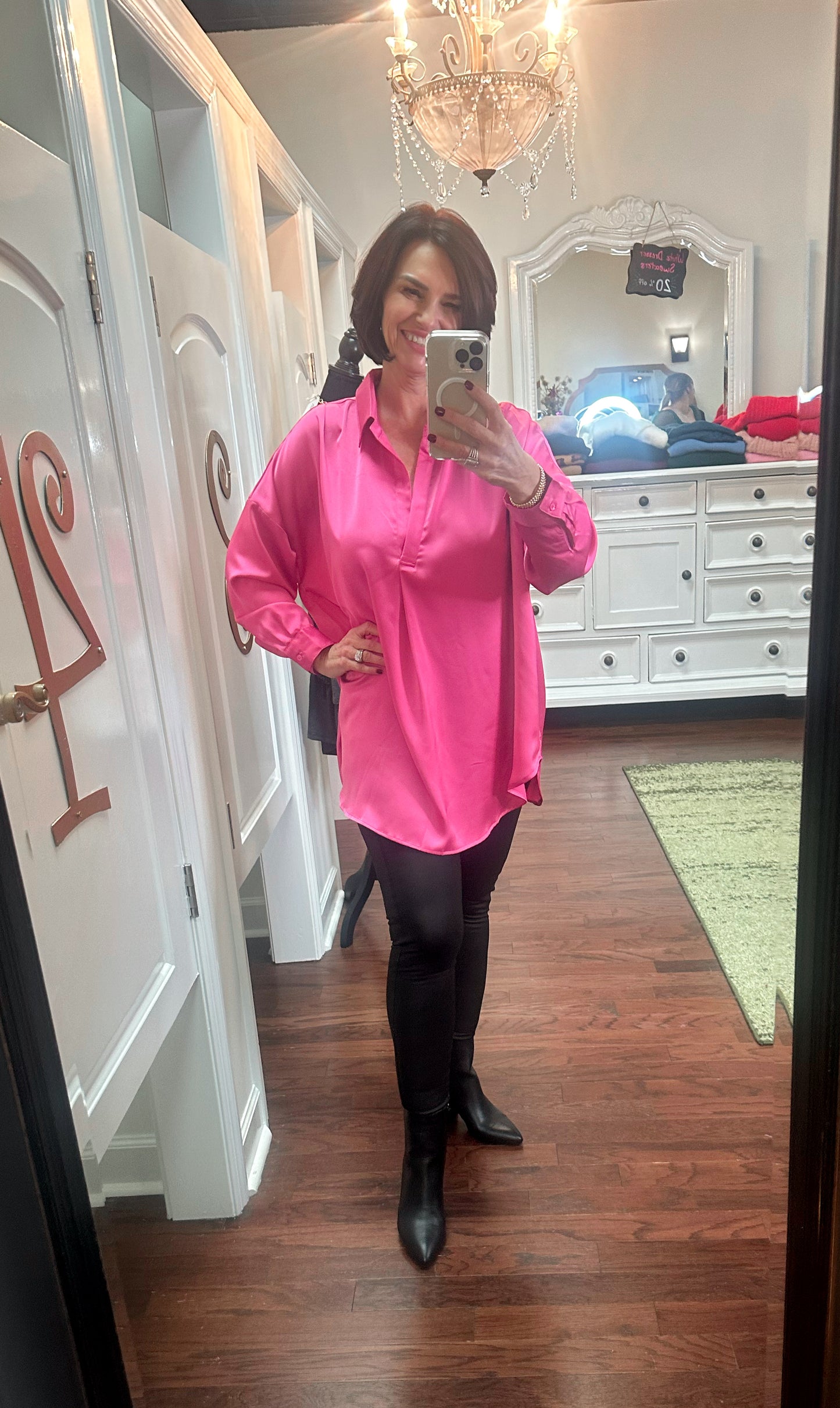 Tab Collar Blouse Top