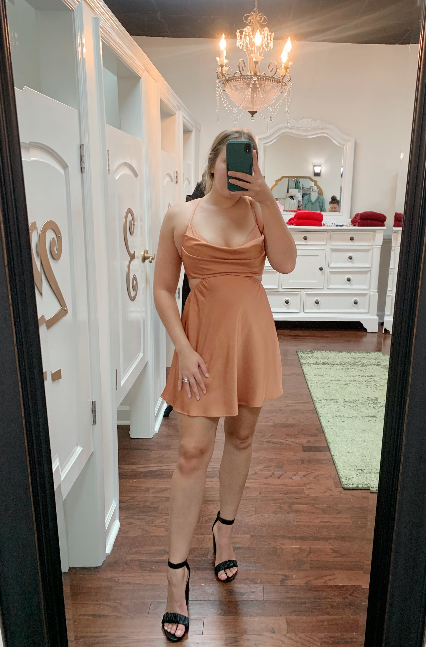 Front Cowl Neck Mini Dress