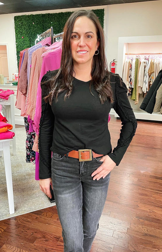 Ruffle Detail Long Sleeve Top