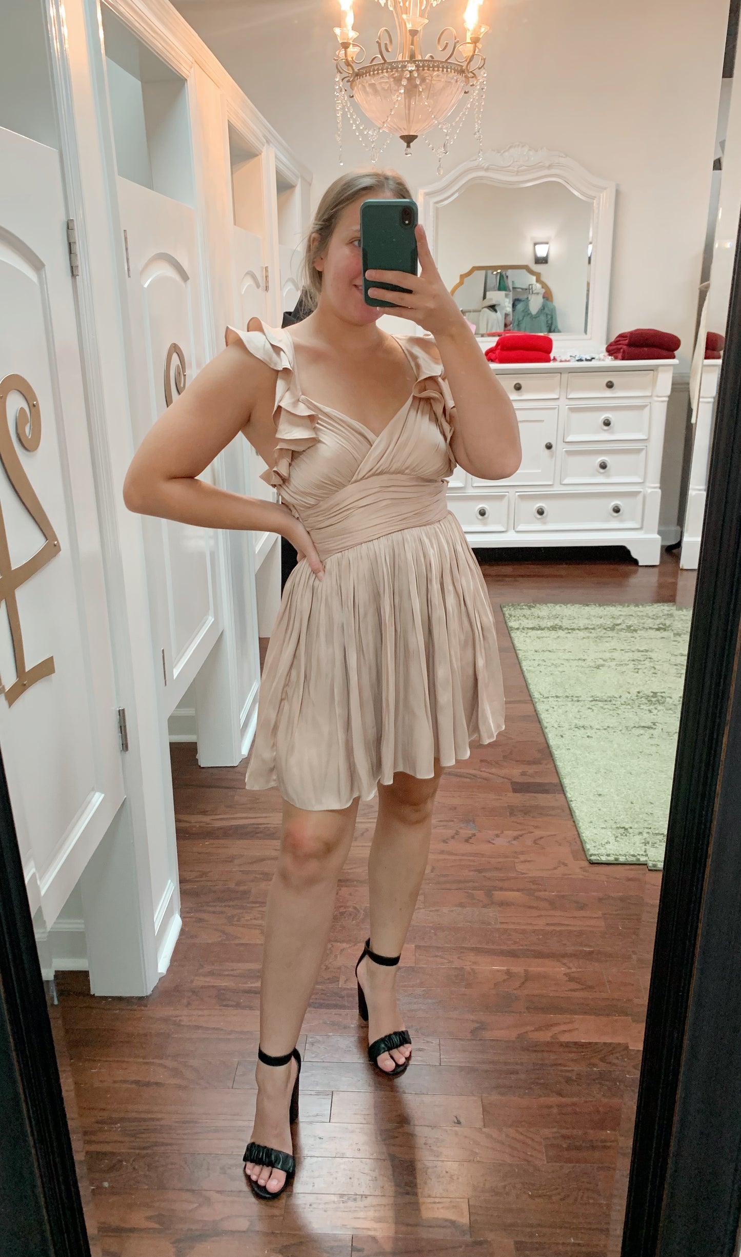 Satin Ruffle Sleeve Mini Dress