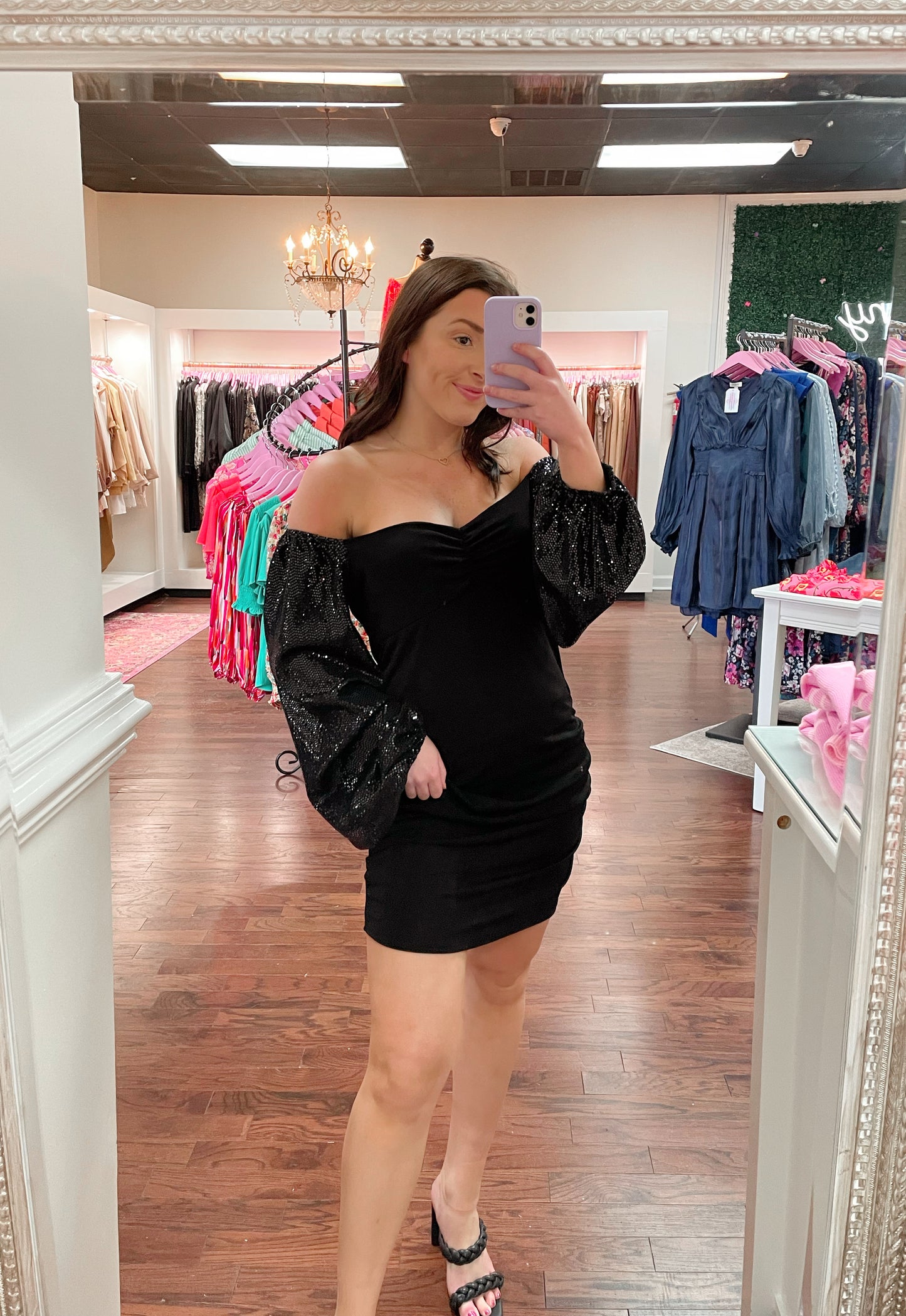 Sequin Sleeve Mini Bodycon Dress