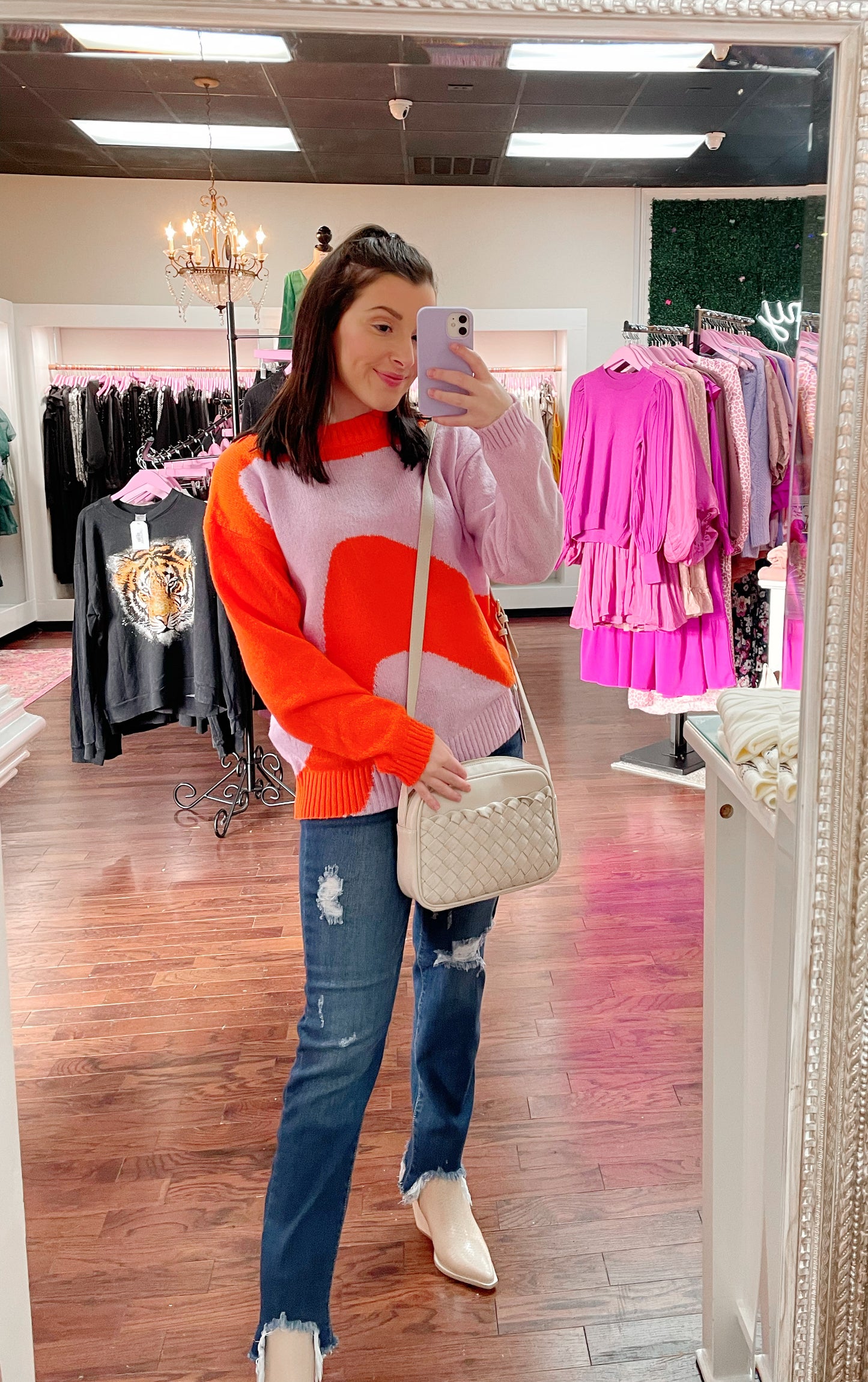 Two Tone Marble Sweater