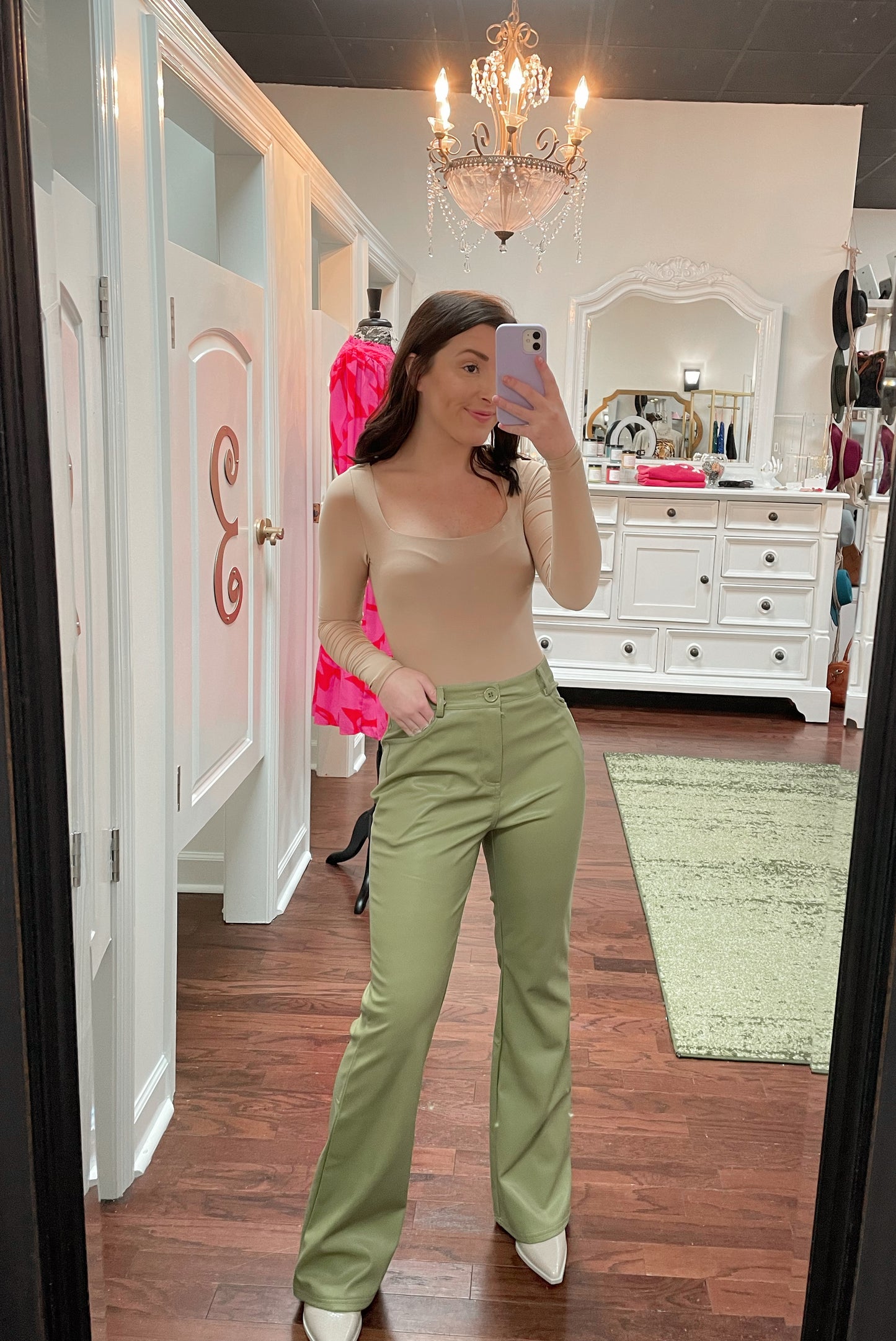 Faux Leather Bootcut Pants