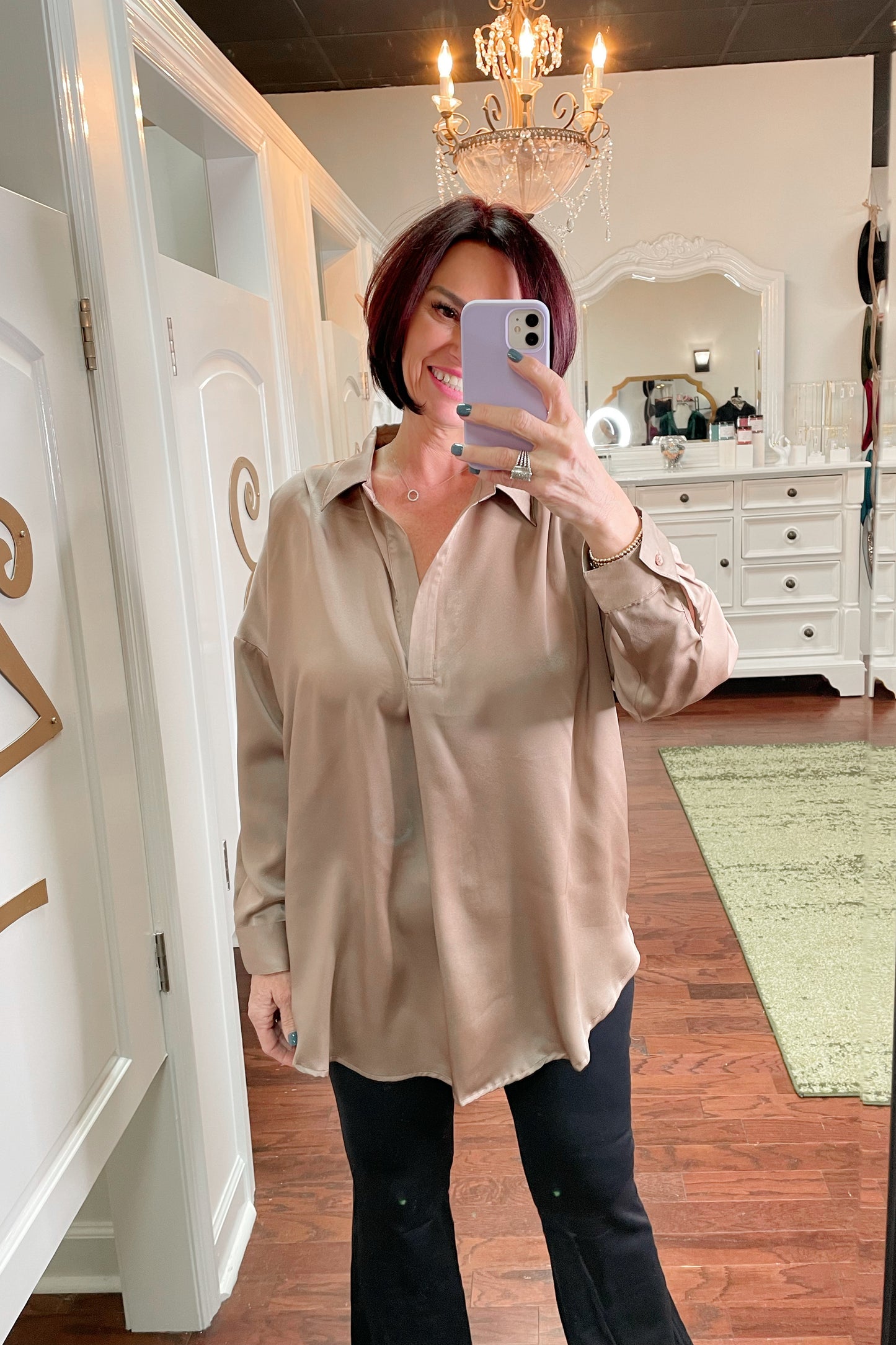 Tab Collar Blouse Top