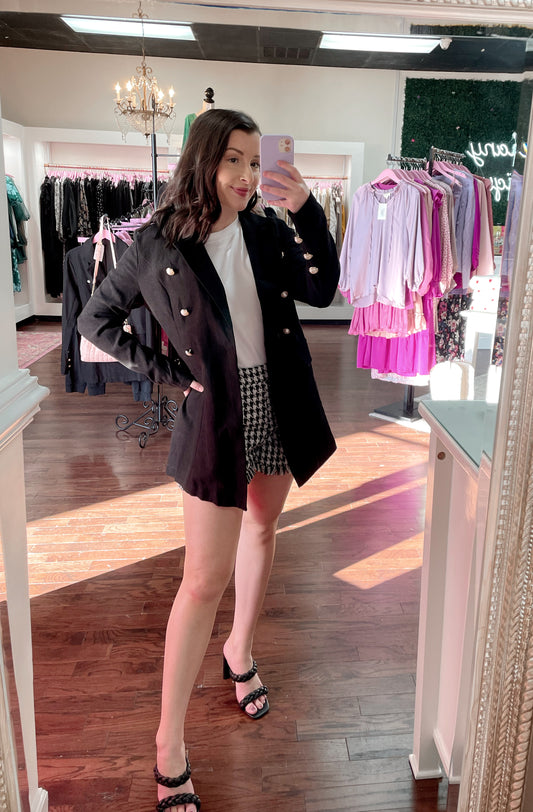 Long Sleeve Pearl Button Solid Blazer