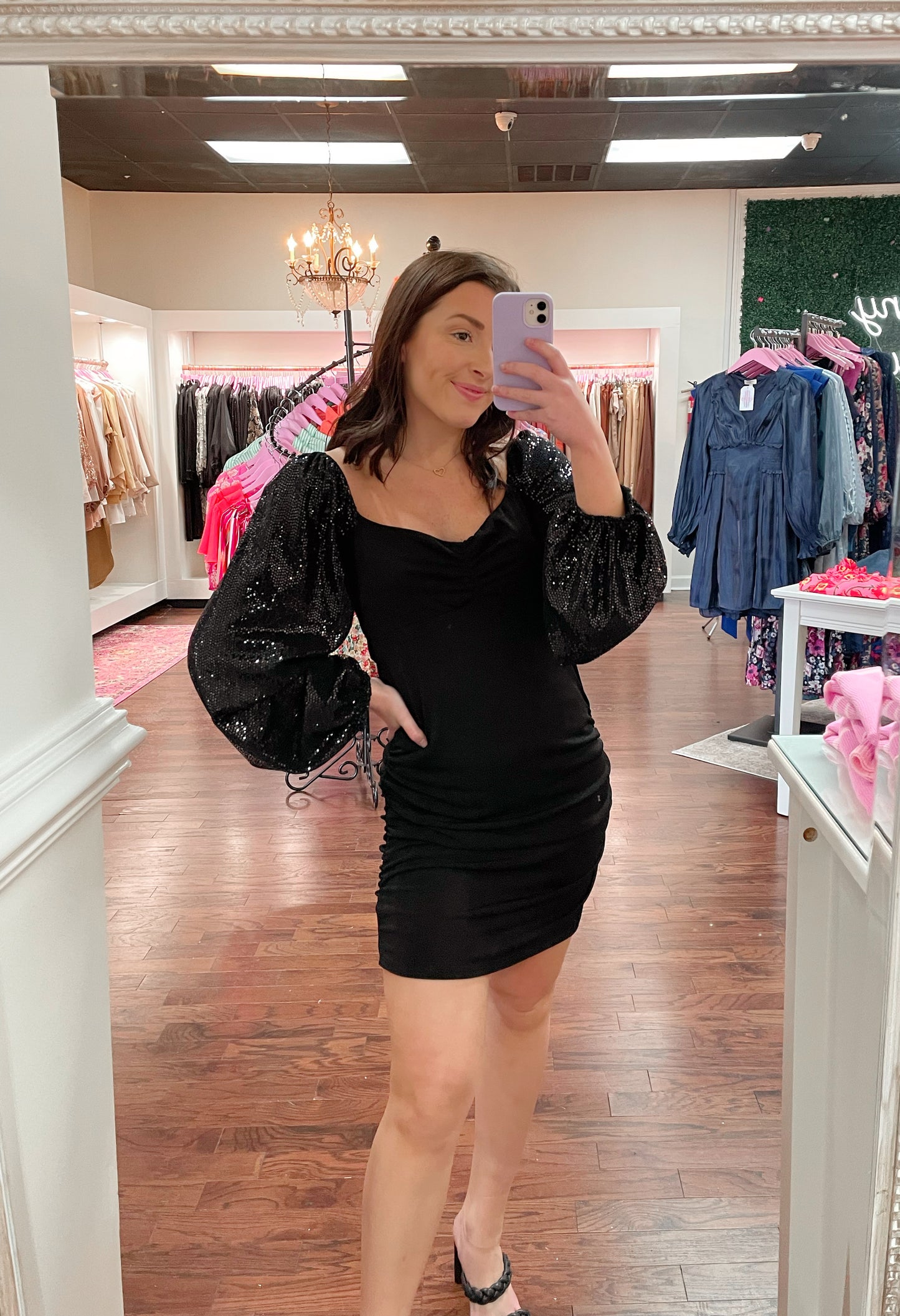 Sequin Sleeve Mini Bodycon Dress